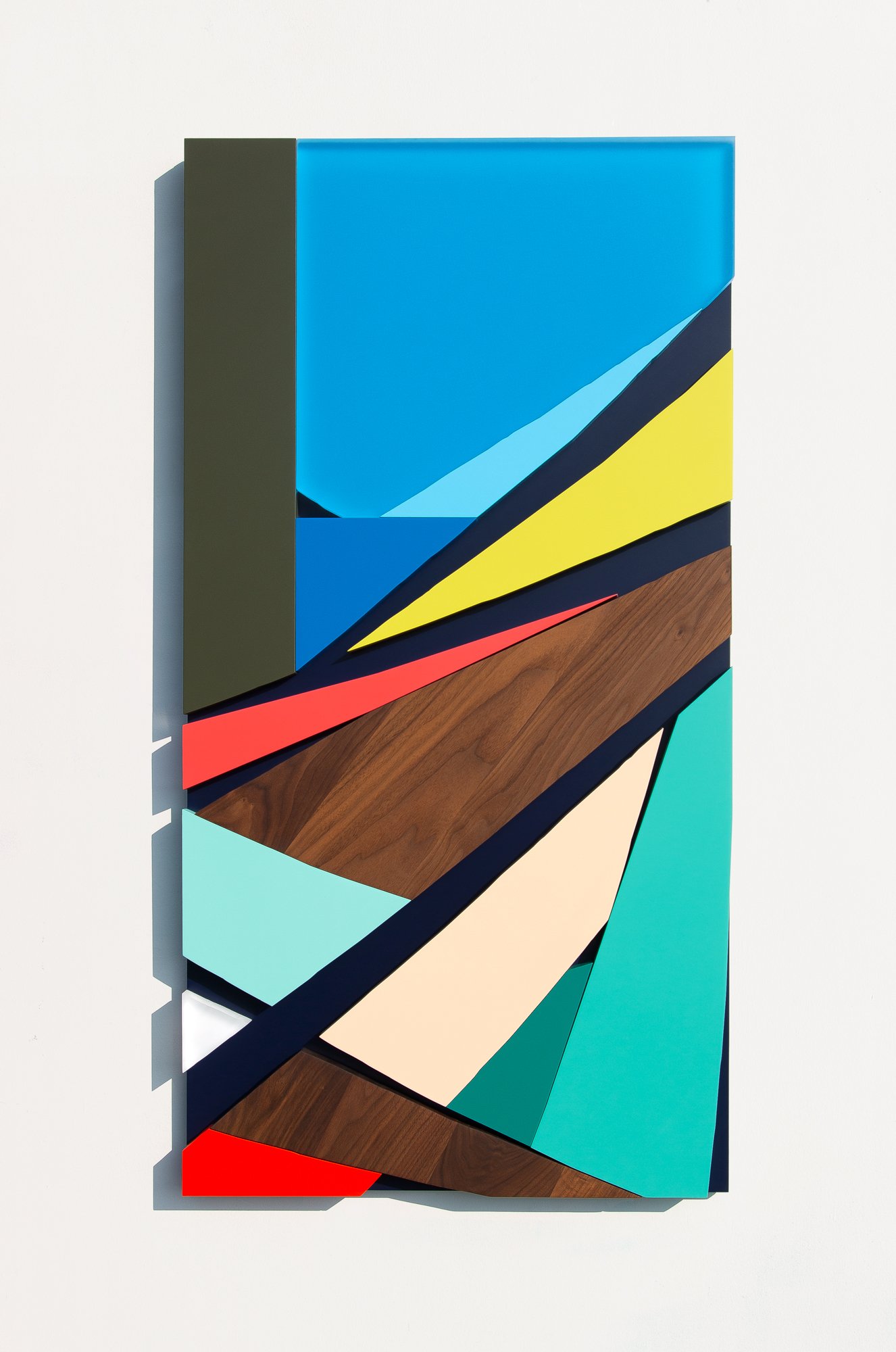 Untitled , 2018
Nitro-acrylic spray paint, resin, American walnut, MDF, plywood, screws, VHB tape
24 x 46 x 2 inches
