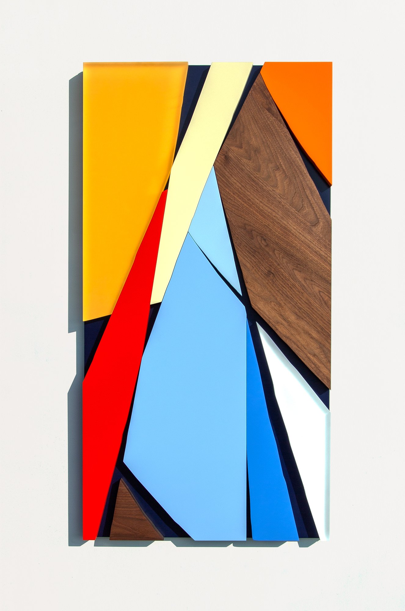 Untitled , 2018
Nitro-acrylic spray paint, resin, American walnut, MDF, plywood, screws, VHB tape
24 x 46 x 2 inches