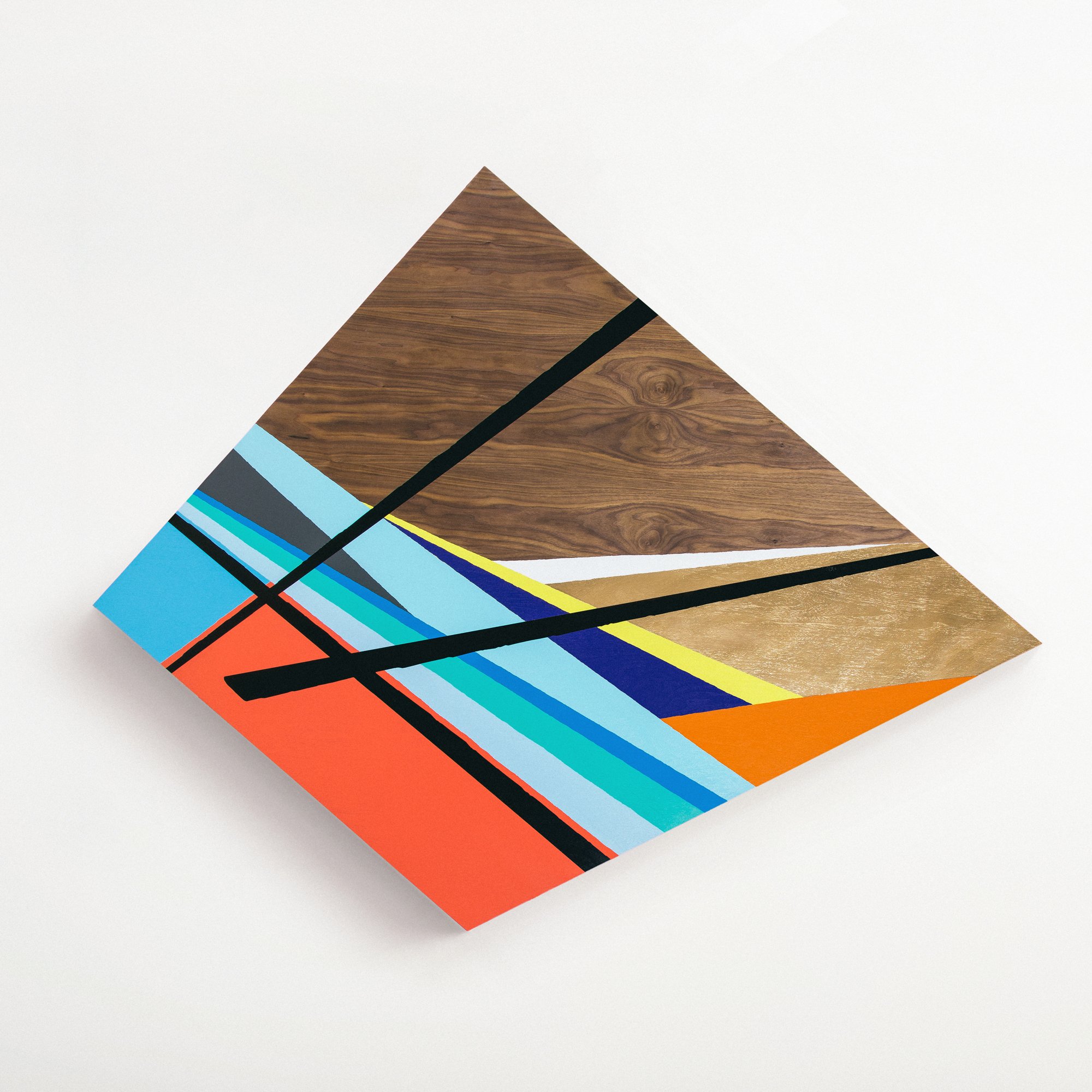 Ellsworth , 2016
Nitro-acrylic spray paint, liquid gold leaf and polyurethane on walnut panel
66 x 36 x 2.5 inches