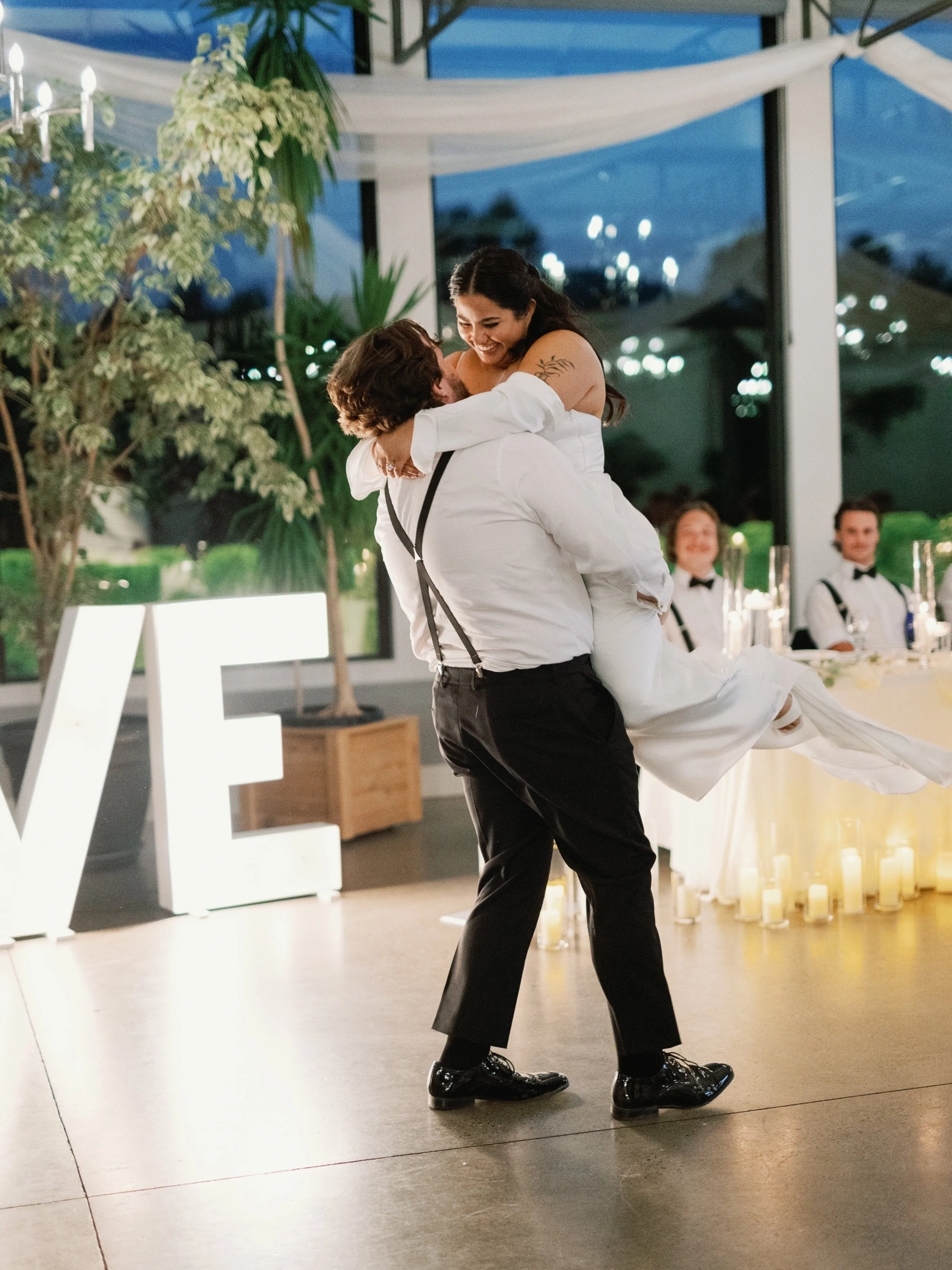 Romantic first dance moment at Bridle Woods Event Centre with soft lighting and an intimate reception atmosphere.