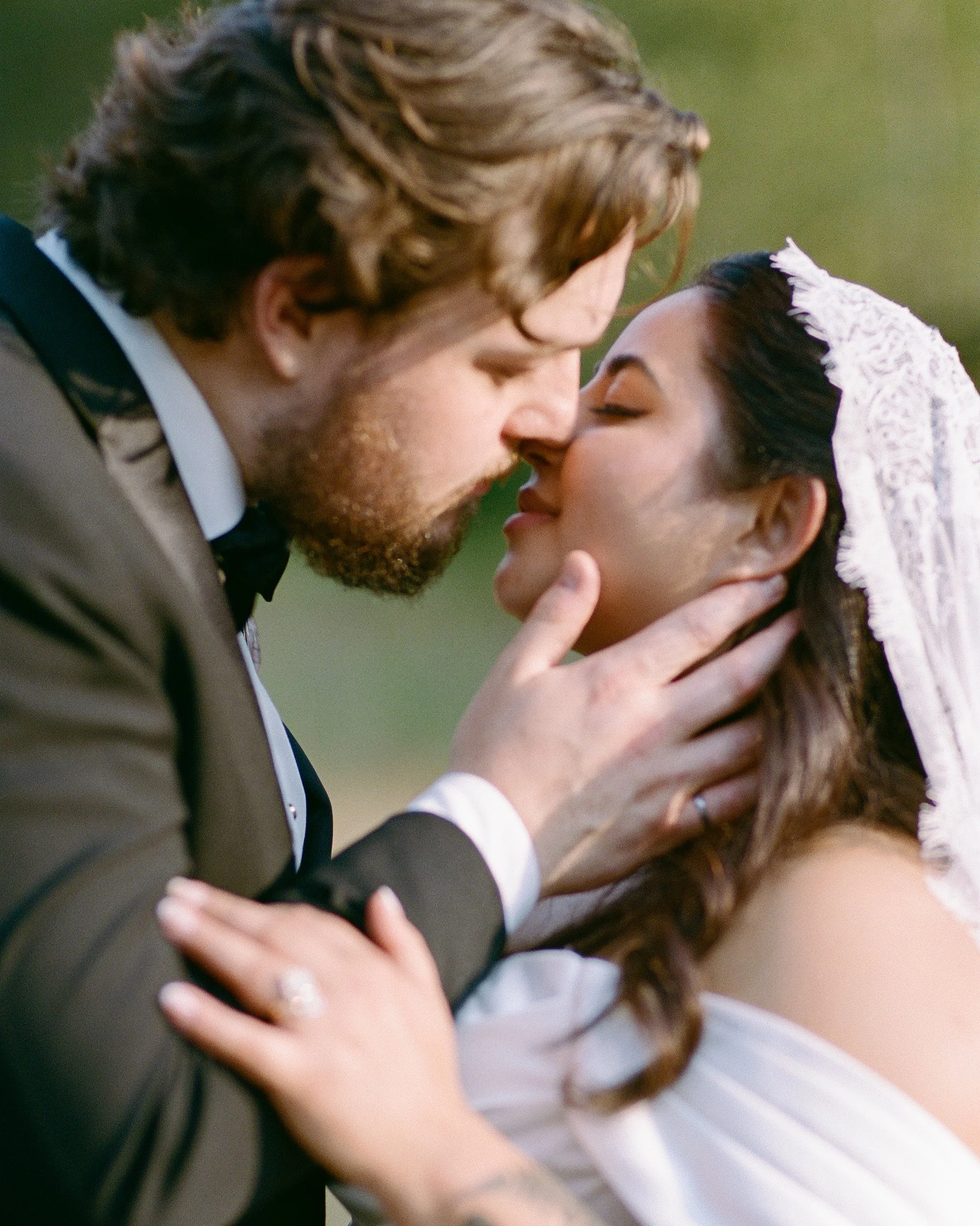 Intimate newlywed portraits blending candid emotion with refined composition at a Fraser Valley wedding venue.