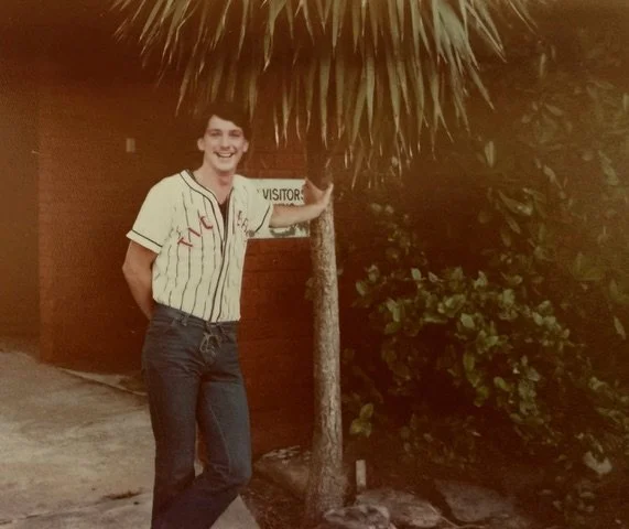 Outside the unit I rented in Randwick with Peter, 1981.