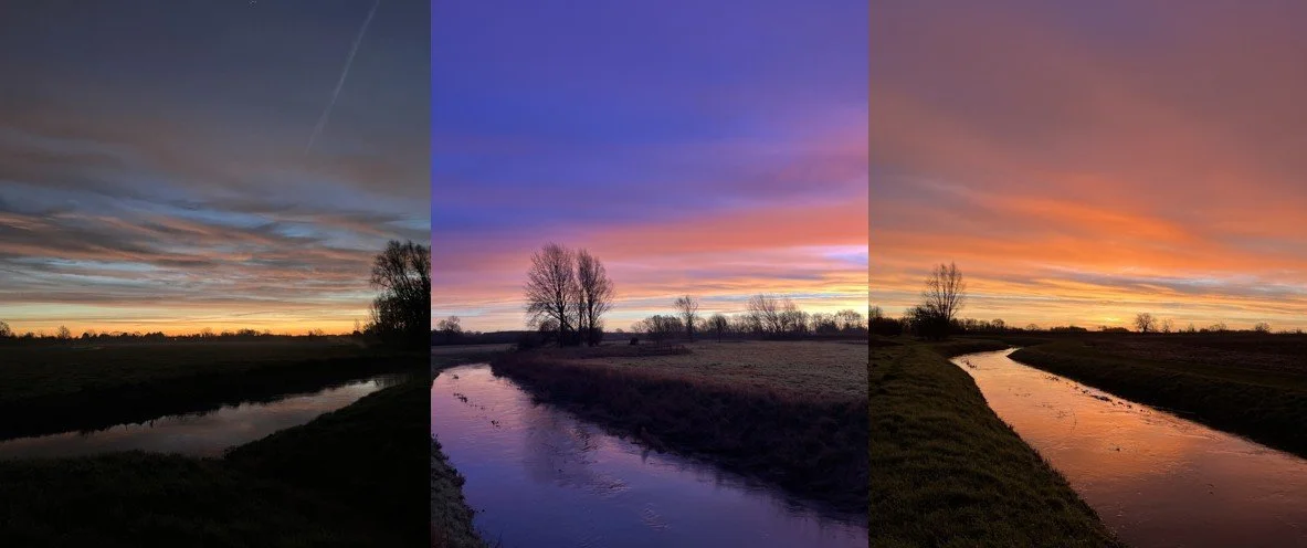 T J Allen Art - sunrise over river