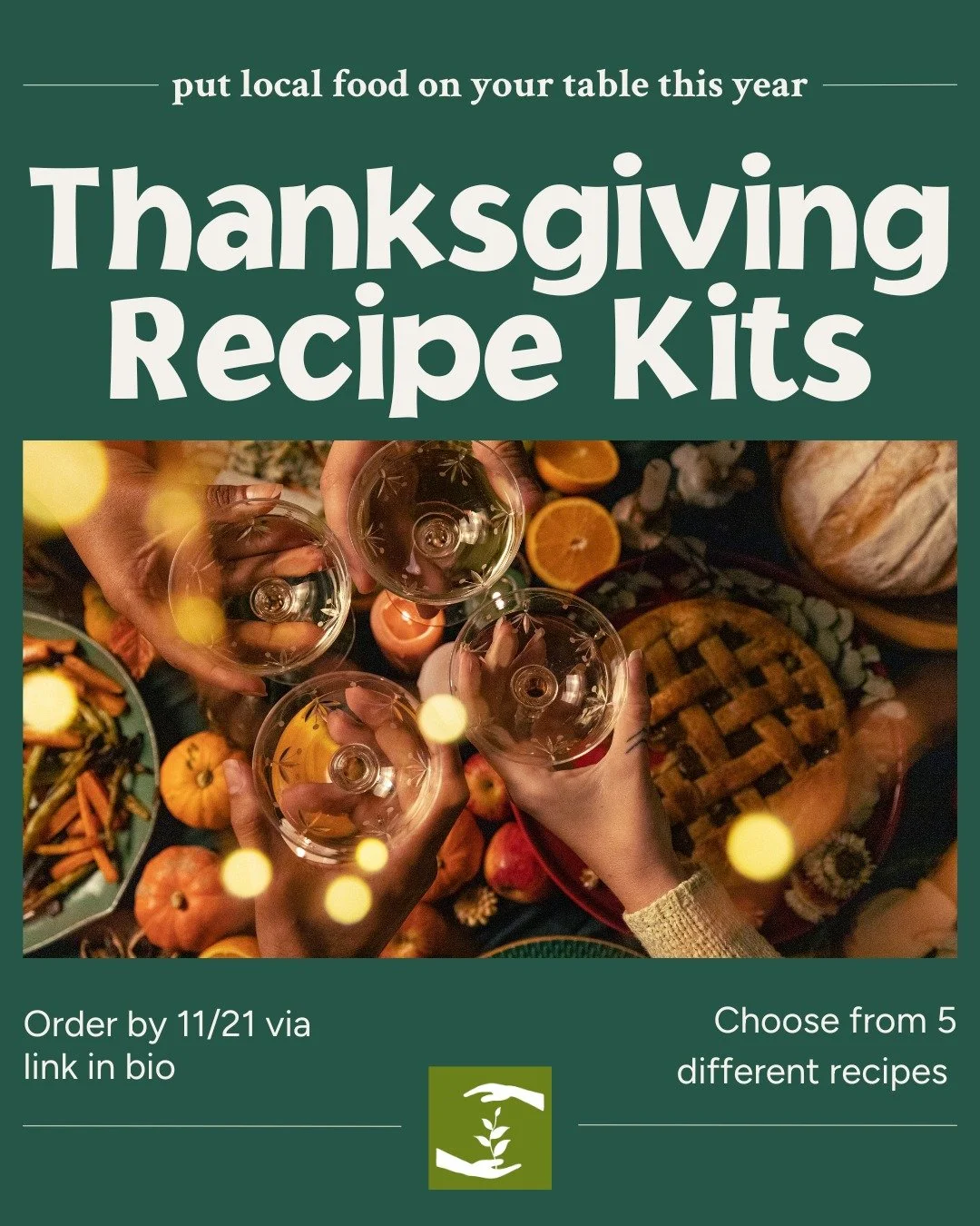 What are your Thanksgiving meal plans? Our Thanksgiving Recipe Kits are chock full of local goodness from our Tuesday Market vendors. Recipes and the order form are live on our website! Visit the Tuesday Market this week (8am - 1pm) to learn more wha