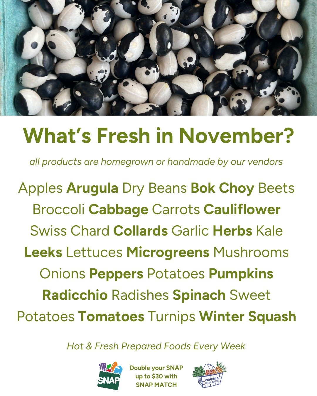 Have you ever tried an orca bean? Named after killer whales, these creamy, mild beans have a slight potato-y flavor and texture. Orca beans are an heirloom, meaning a plant variety that has been passed down through generations because farmers and gar