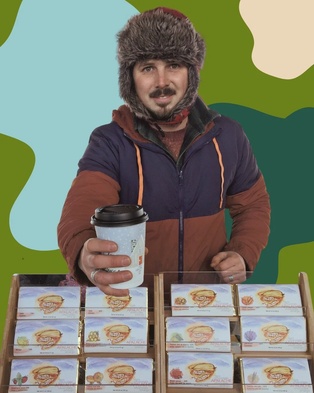 Warm up with hot chocolate at the Holiday Market this Saturday, 9am - 1pm! @chocolate_apalache sources cacao beans from Peru, roasts, grinds, and tempers them, creating beautiful and flavorful chocolate bars, and now chocolate a la taza! 

Pick up pa