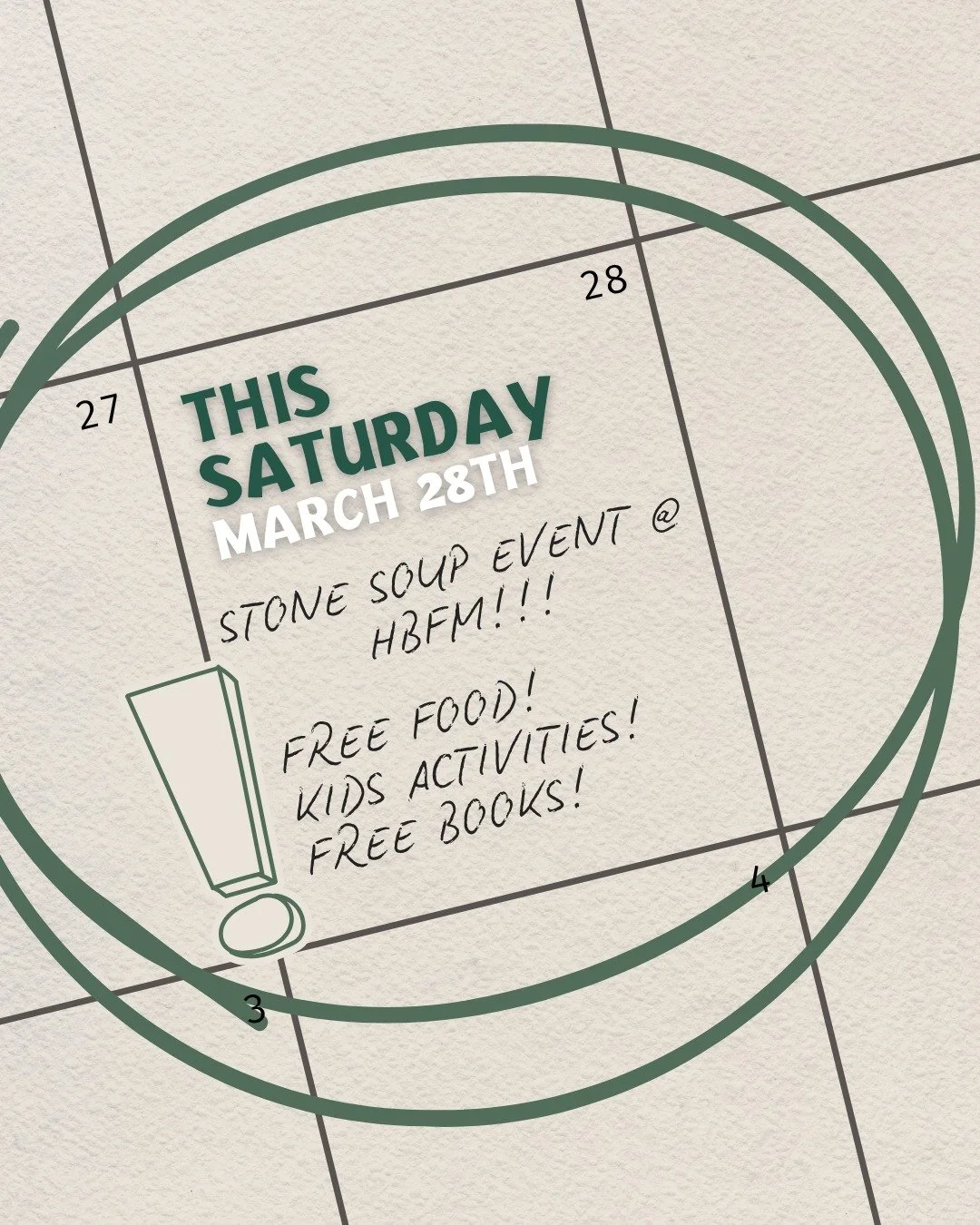 3 DAYS UNTIL THE STONE SOUP EVENT!

Join us on Saturday, March 28 for a family friendly Stone Soup celebration in partnership with Massanutten Regional Library and local author Rose Shank of HomeAgain Farm.

At 11 AM , gather on the Rock &amp; Water 