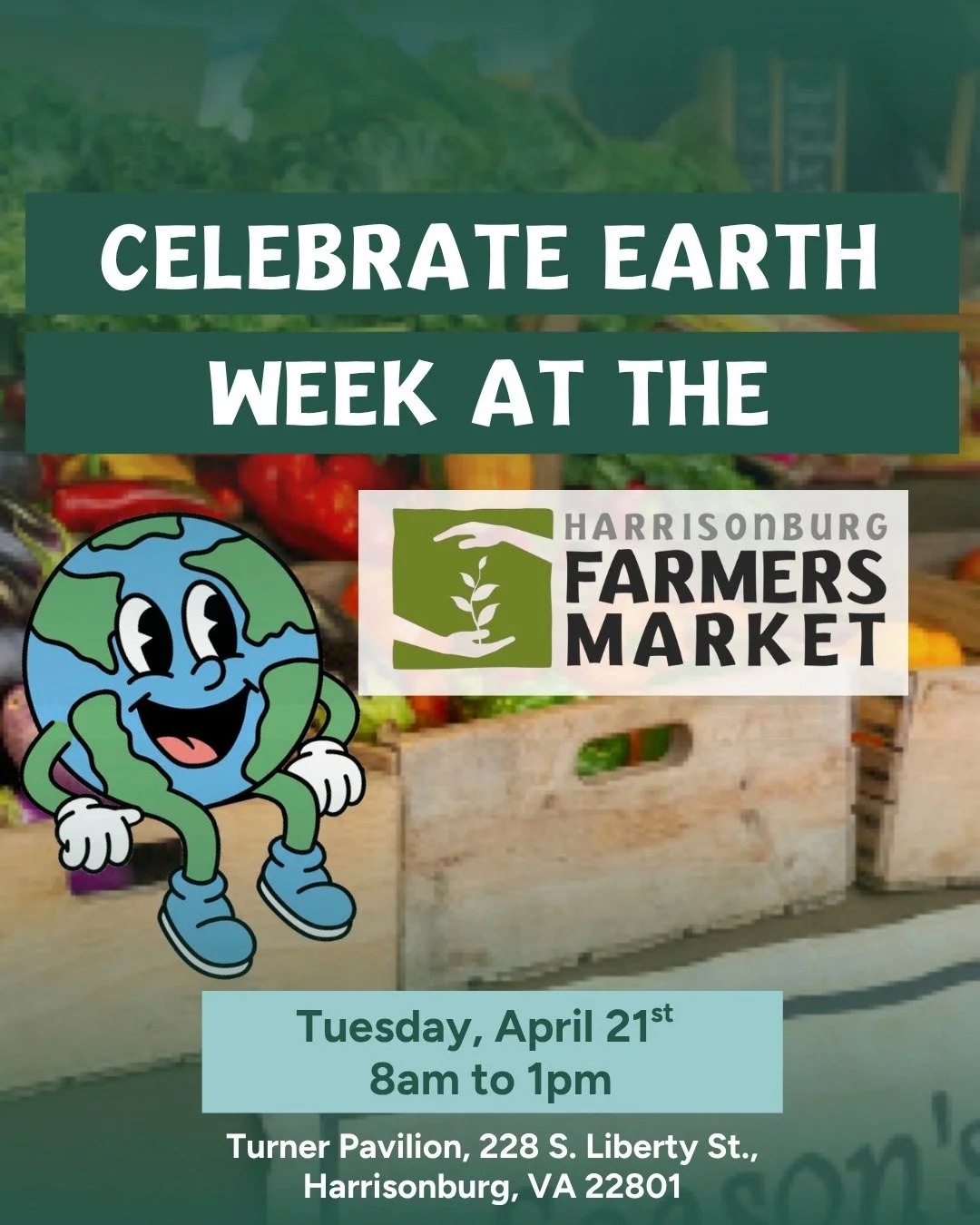 Join us this Tuesday to celebrate Earth Week at the Market! In addition to our vendors, enjoy a seed planting activity, learn about compost, and beat the clock in the recycle relay. See you there, 8am - 1pm! 

#lovevamarkets #farmersmarket #harrisonb