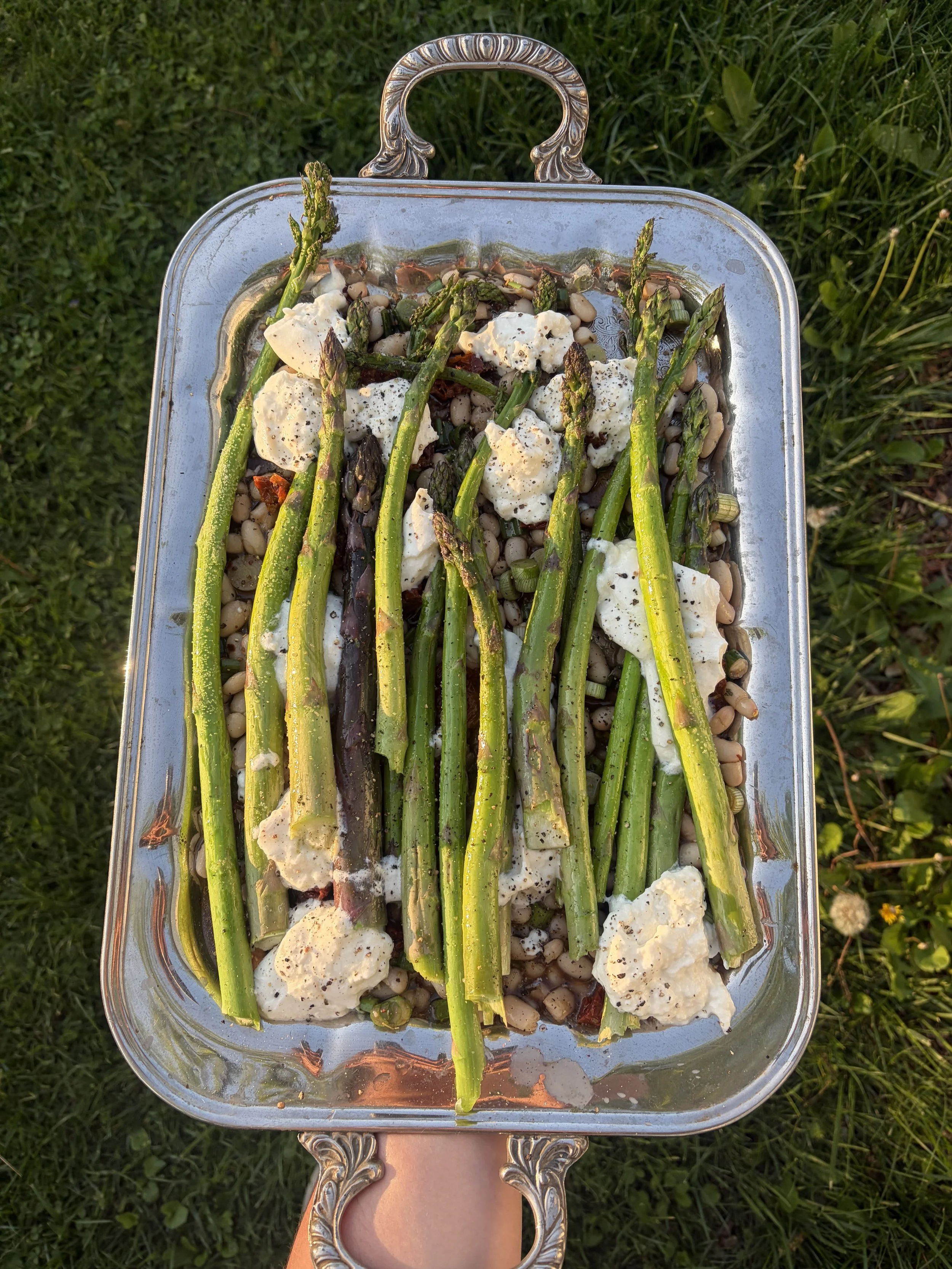 Marinated White Beans &amp; Asparagus with Burrata