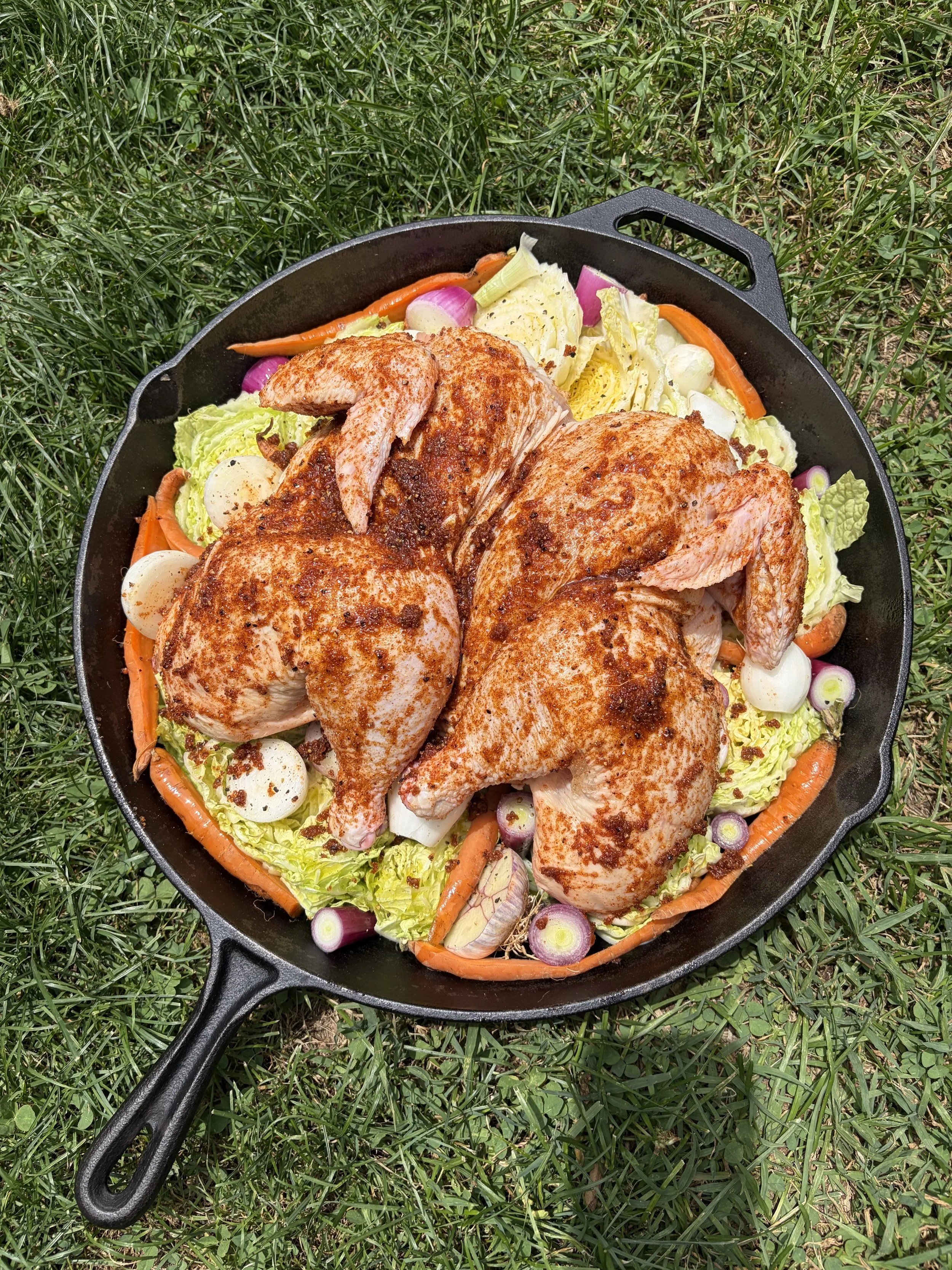 Roast Chicken Over Veggies