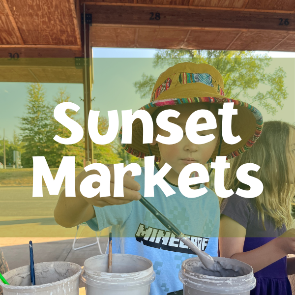 Sunset Markets are held every third Thursday from 5 to 8pm June through August. Enjoy live music, local artisans and farmers, food trucks and vendors, and hands-on activities with community organizations like free yoga, a drum circle, and more. 