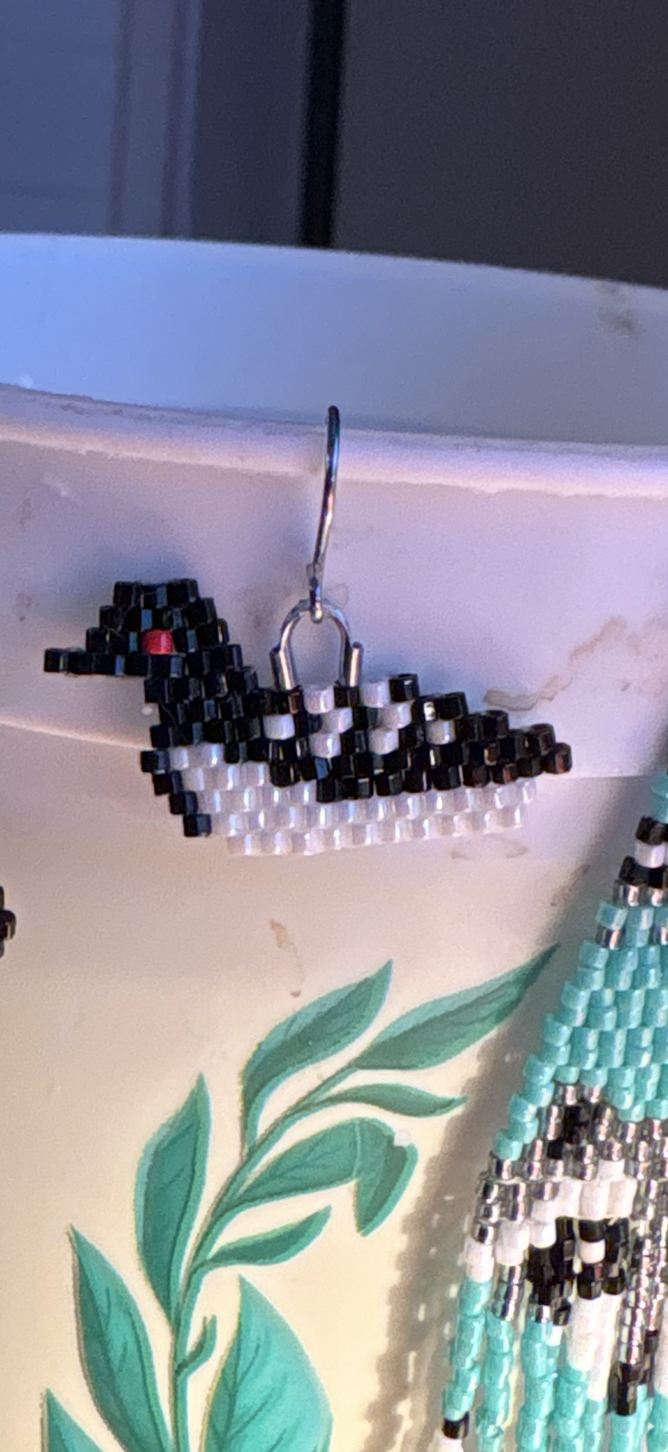 Hand Sewn Lovely Loon Earrings
