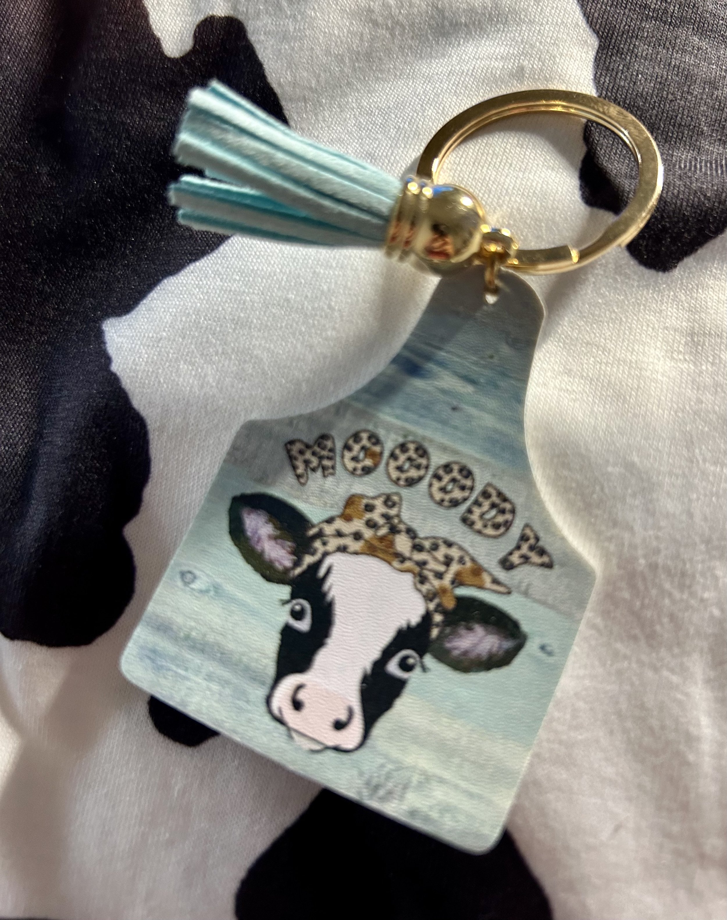 Cow Tag Keyring