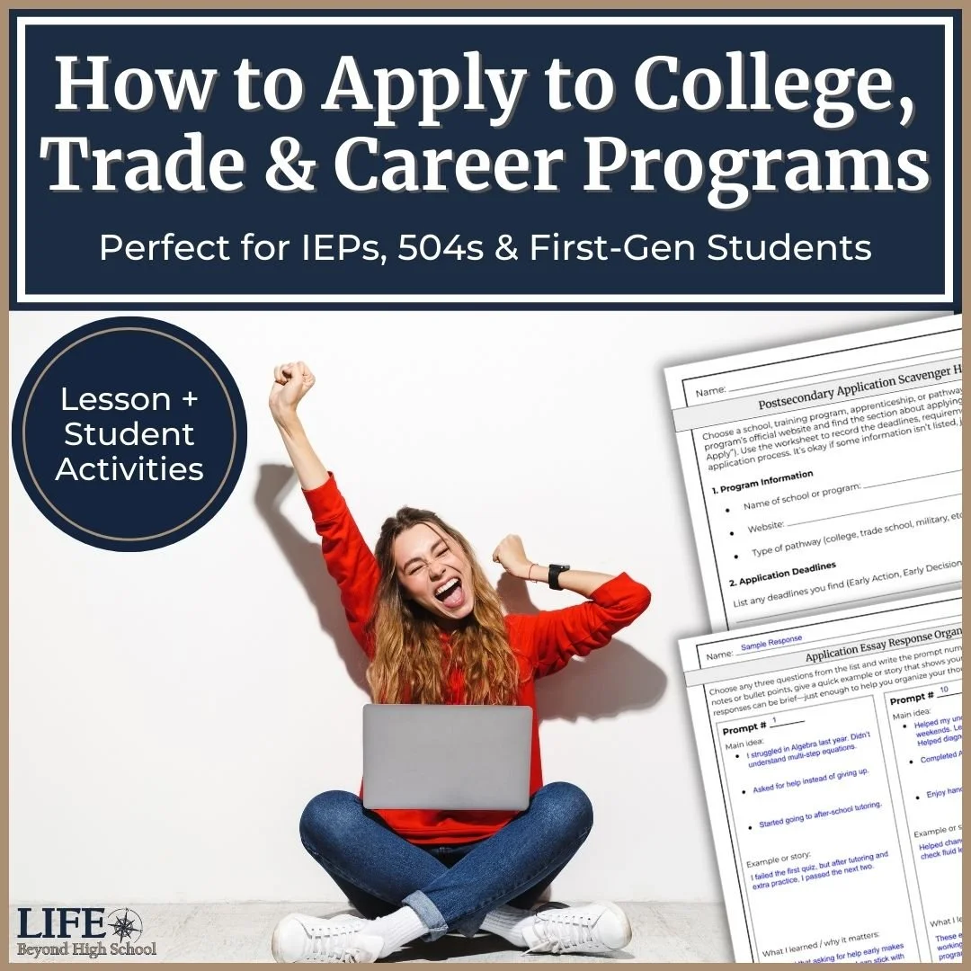 Cover for the Postsecondary Application Process Lesson & Activities