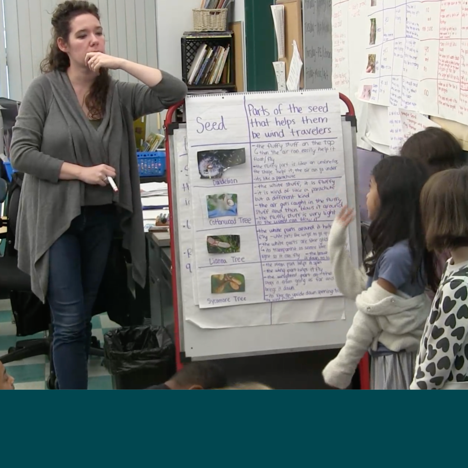  19. Maya throws her hand up. 