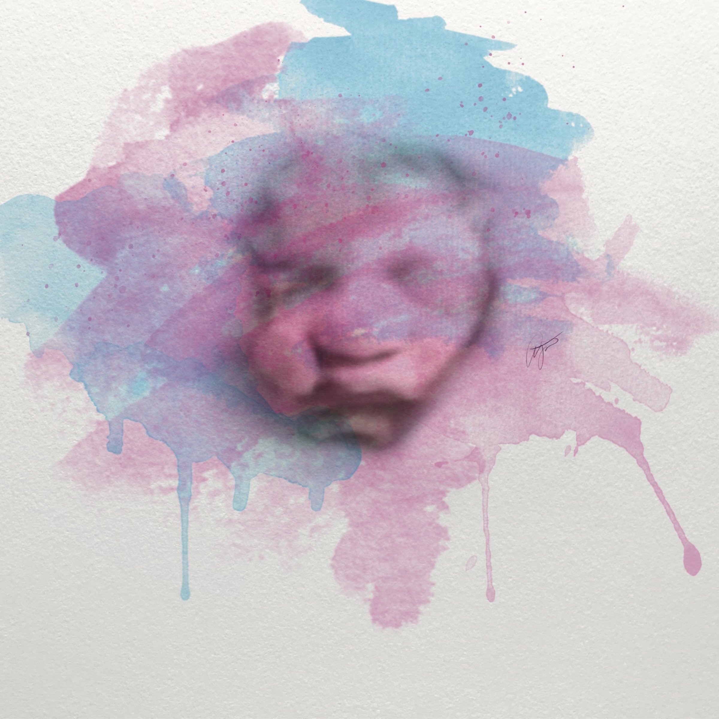 Digital Watercolor Ultrasound Keepsake