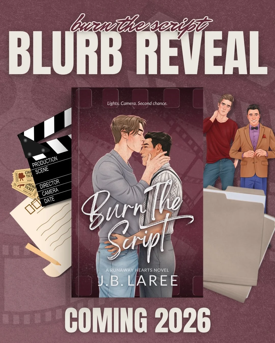 🎬BLURB REVEAL🎬

Excited to share the blurb for Burn The Script! Miguel and Graham&rsquo;s second chance romance has dual timelines, so readers will get to experience all the banter, spice, and sweet moments 🥰 

Now for the BLURB 👇
_______________
