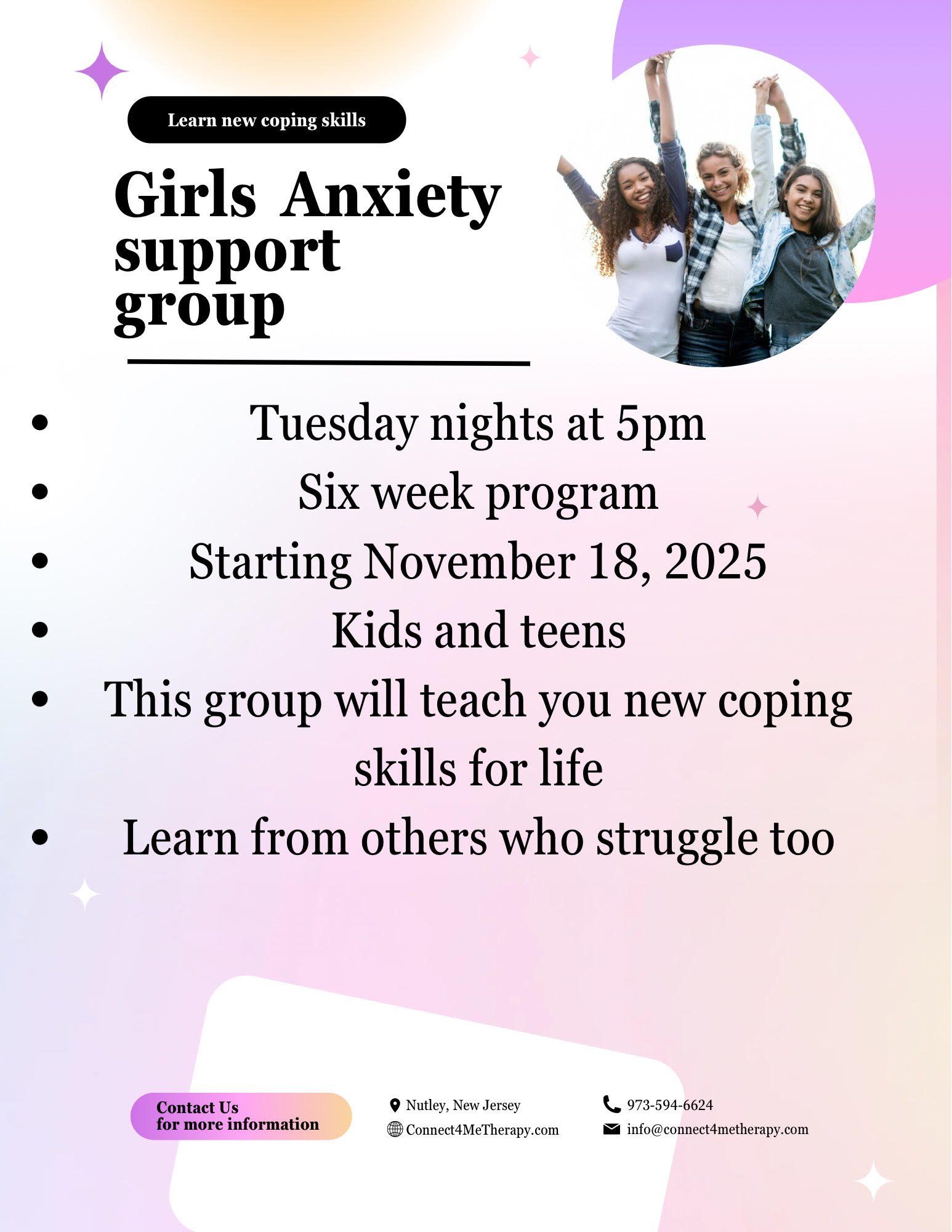 Anxiety Support Group and Coping Skills for Girls