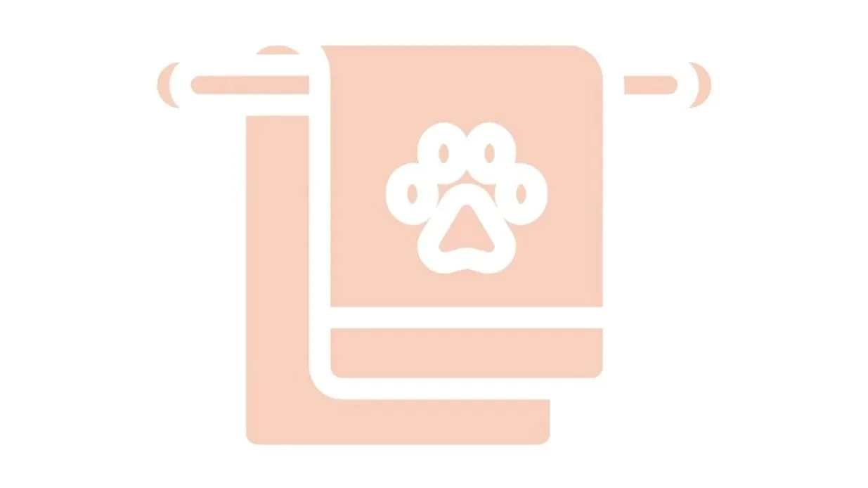 Illustration of a folded towel with a paw print design.