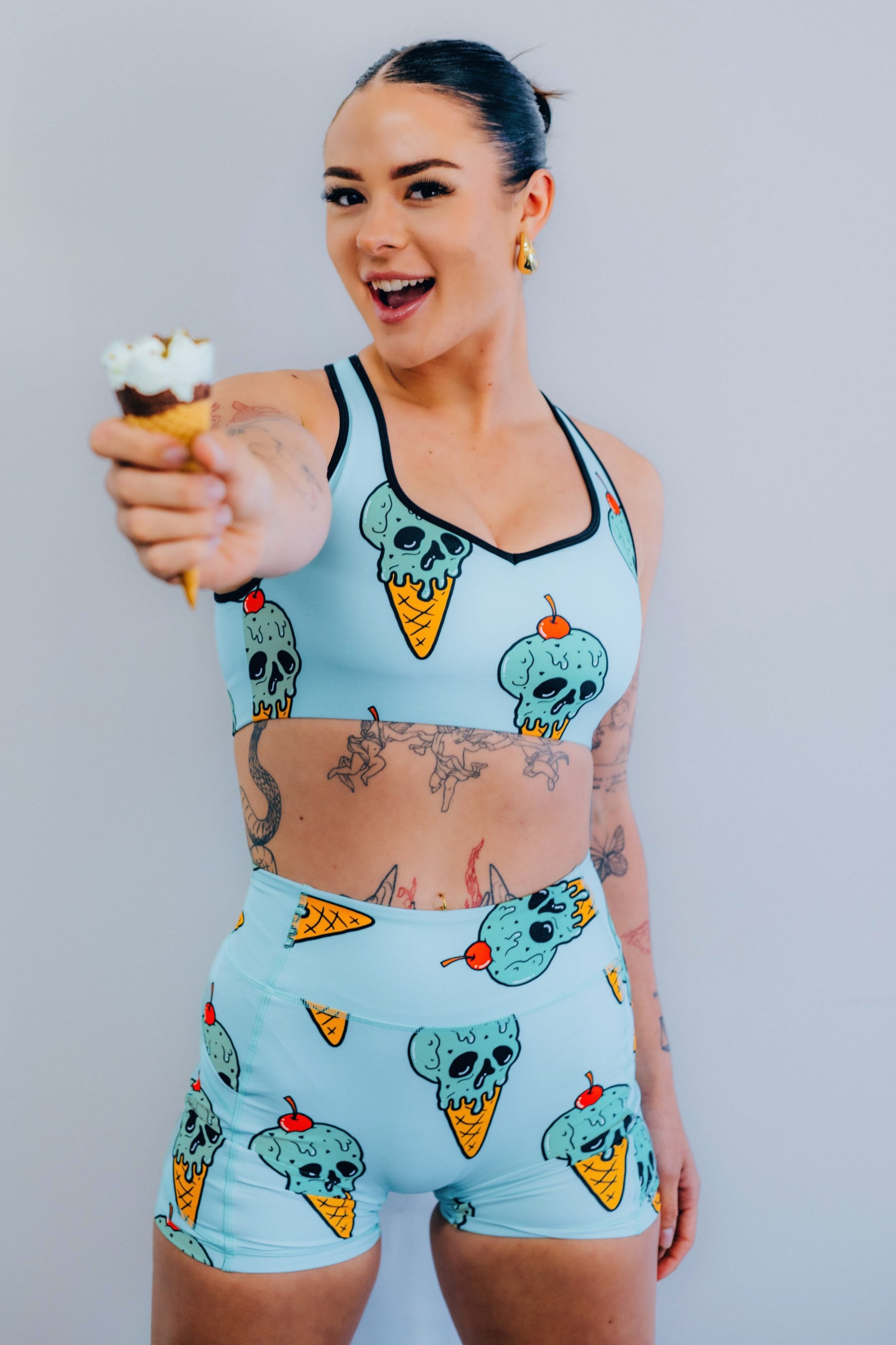Mint Skull Scoop Shorts
