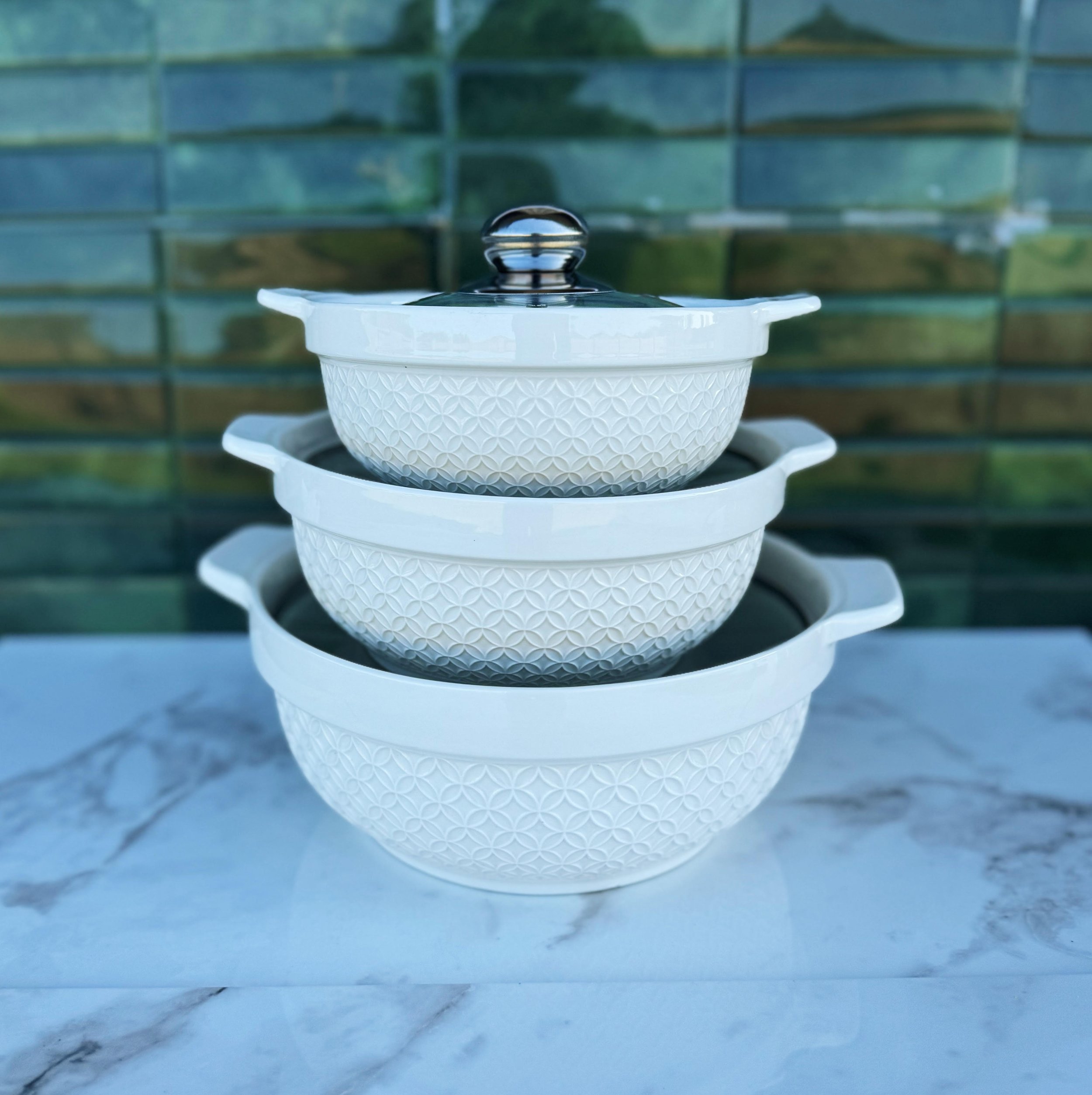 Set of Elegant Serving Bowls (Soft White Finish)