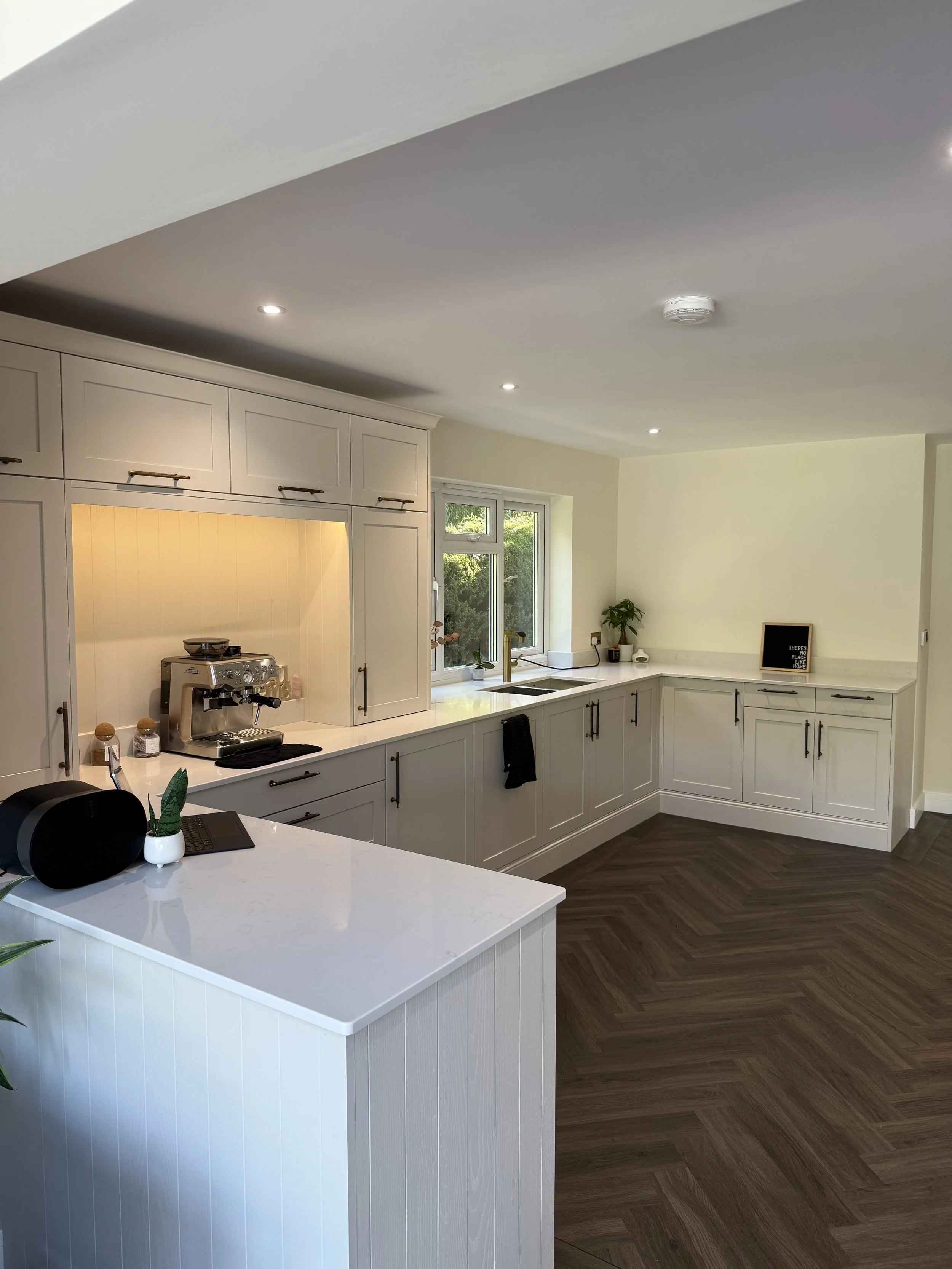 Painted Shaker kitchen installed in March, Cambridgeshire by Keystone Designs