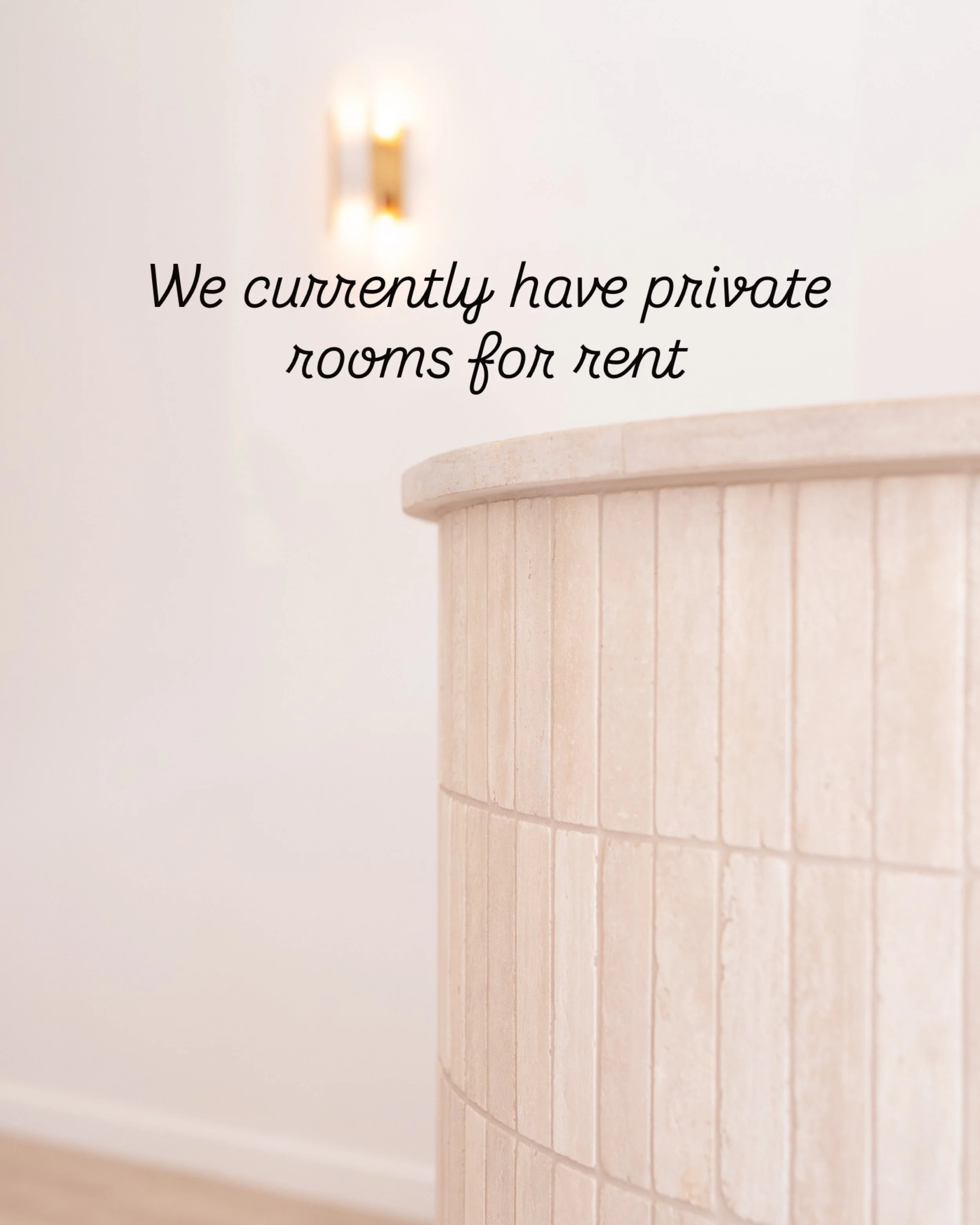 ✨ Looking for the perfect space to grow your business?

We currently have two beautiful rooms available for rent within our boutique wellness studio. Ideal for allied health professionals, beauty therapists, massage therapists, counsellors, naturopat