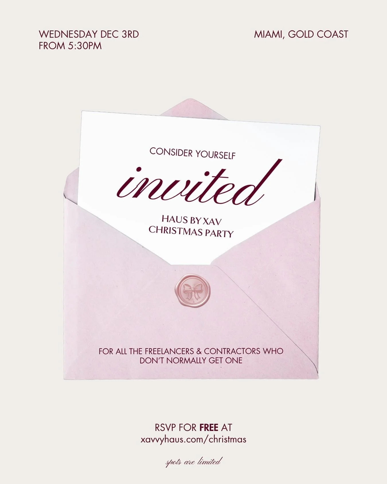 It&rsquo;s like your friends booked out a wine bar&hellip;and called it a Christmas Party. Join us at HAUS BY XAV for a casual after work evening of festive fun ~ made for all the freelancers &amp; contractors who don&rsquo;t normally get one.

Regis