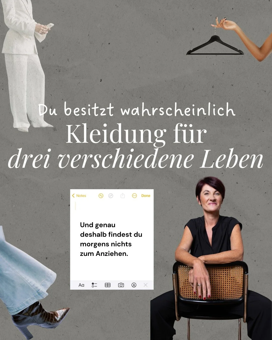 Vielleicht ist dein Kleiderschrank gar nicht deshalb so voll, weil du zu viele Kleidungsst&uuml;cke besitzt. Vielleicht ist er so voll, weil dort mehrere Versionen von dir wohnen:

1️⃣
Die Person, die du fr&uuml;her einmal warst.

2️⃣
Die Person, die