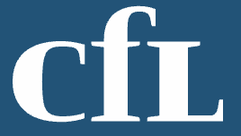 Logo med teksten 'cfl' i hvid på en blå baggrund.