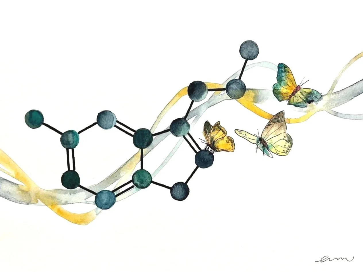 Serotonin. A4 Watercolour and Ink on 300gsm archival paper. DKK 650,-