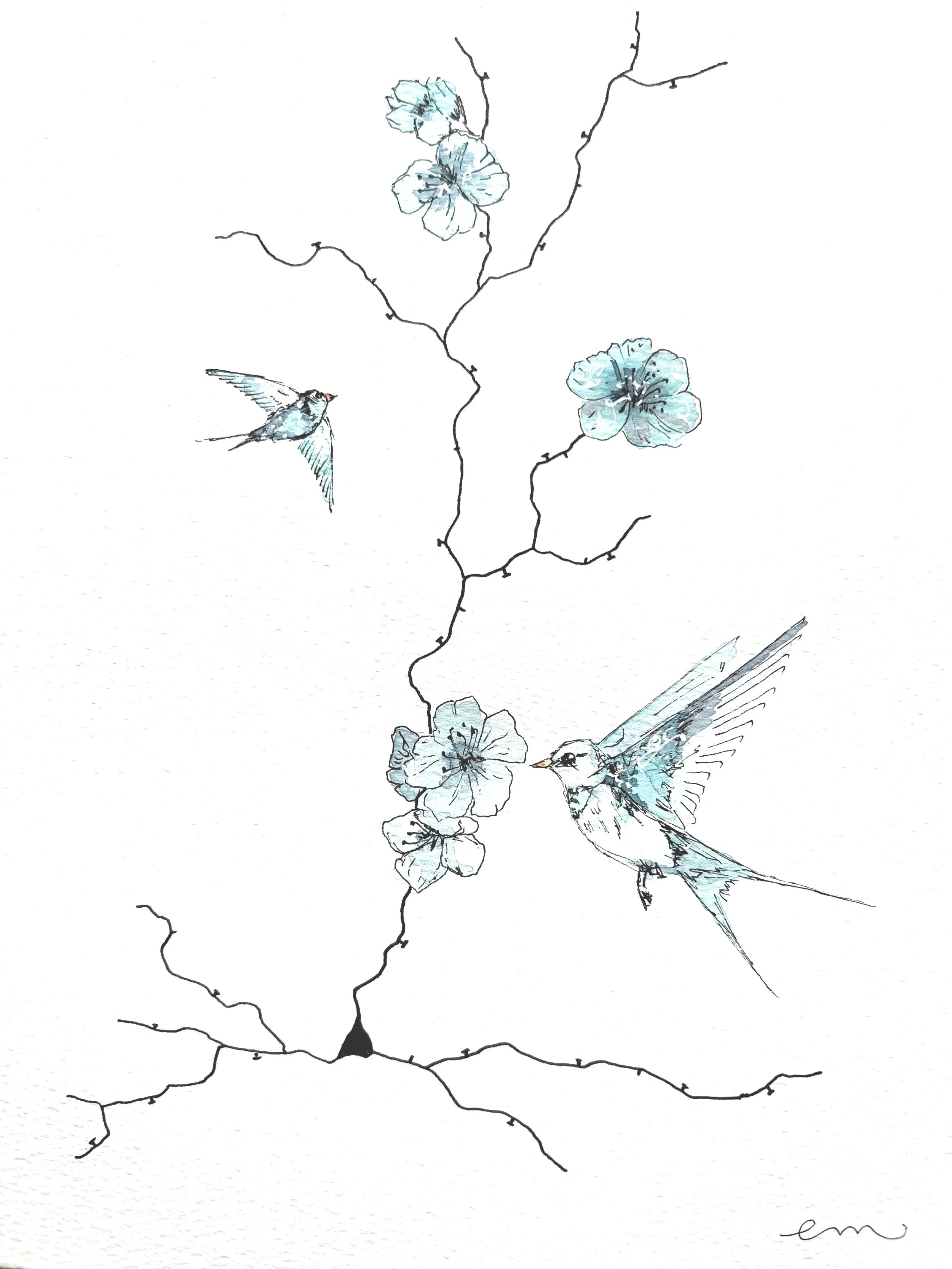 A4 Watercolour and Ink on 300gsm archival paper. DKK 650,-