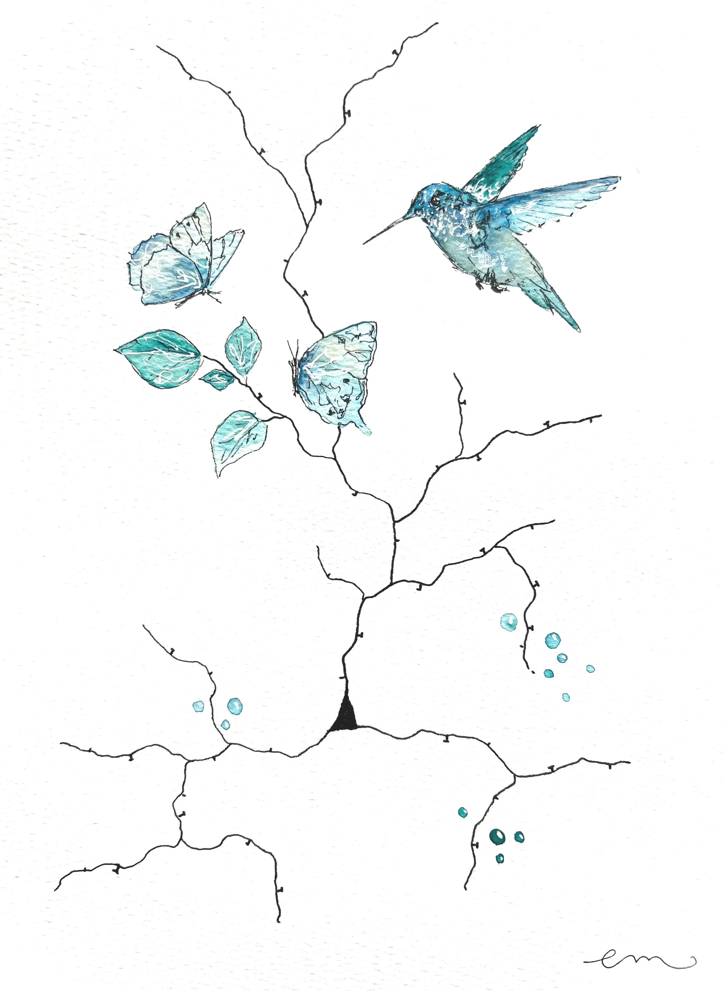 A4 Watercolour and Ink on 300gsm archival paper. DKK 650,-