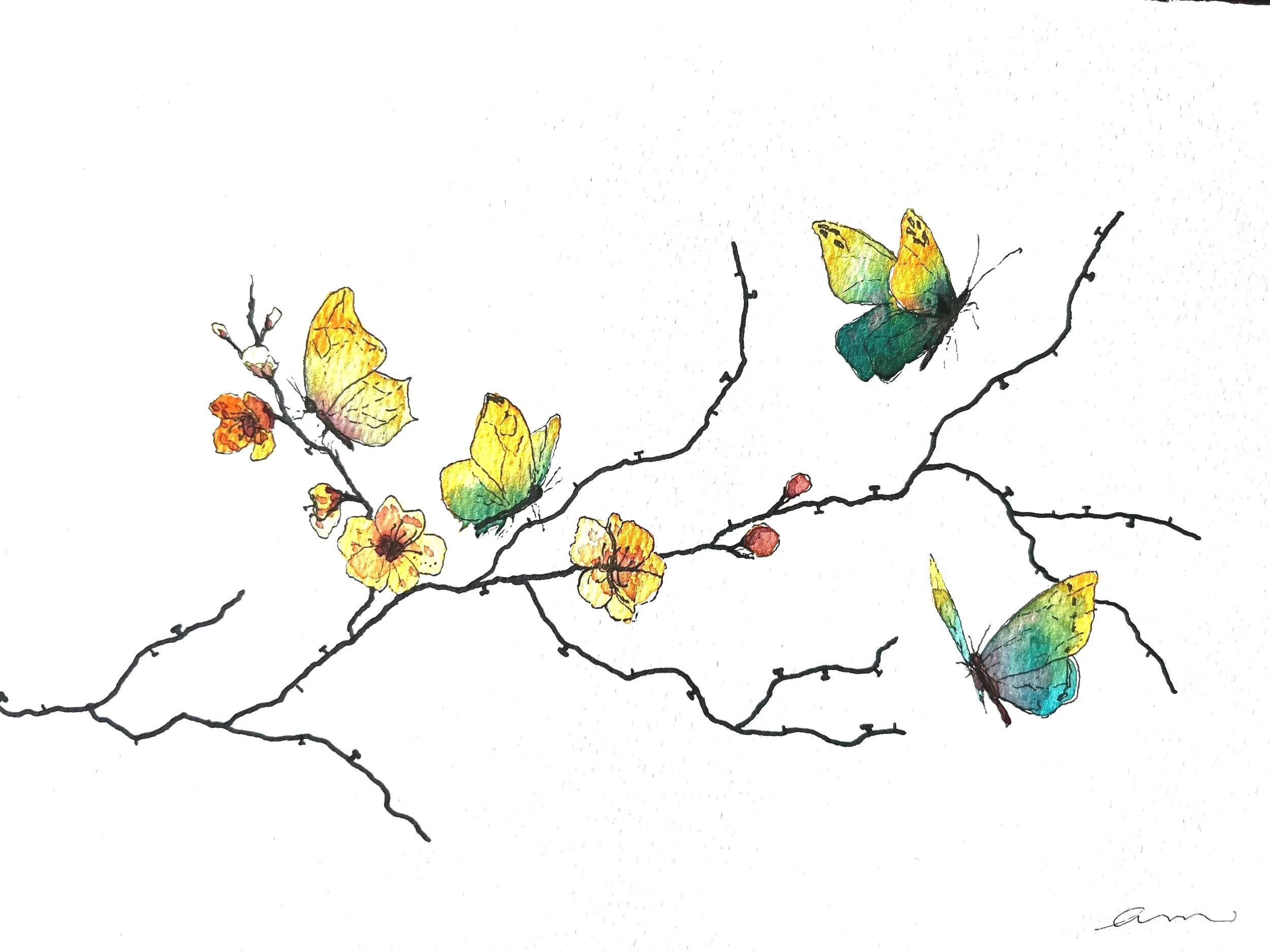 A4 Watercolour and Ink on 300gsm archival paper. DKK 650,-