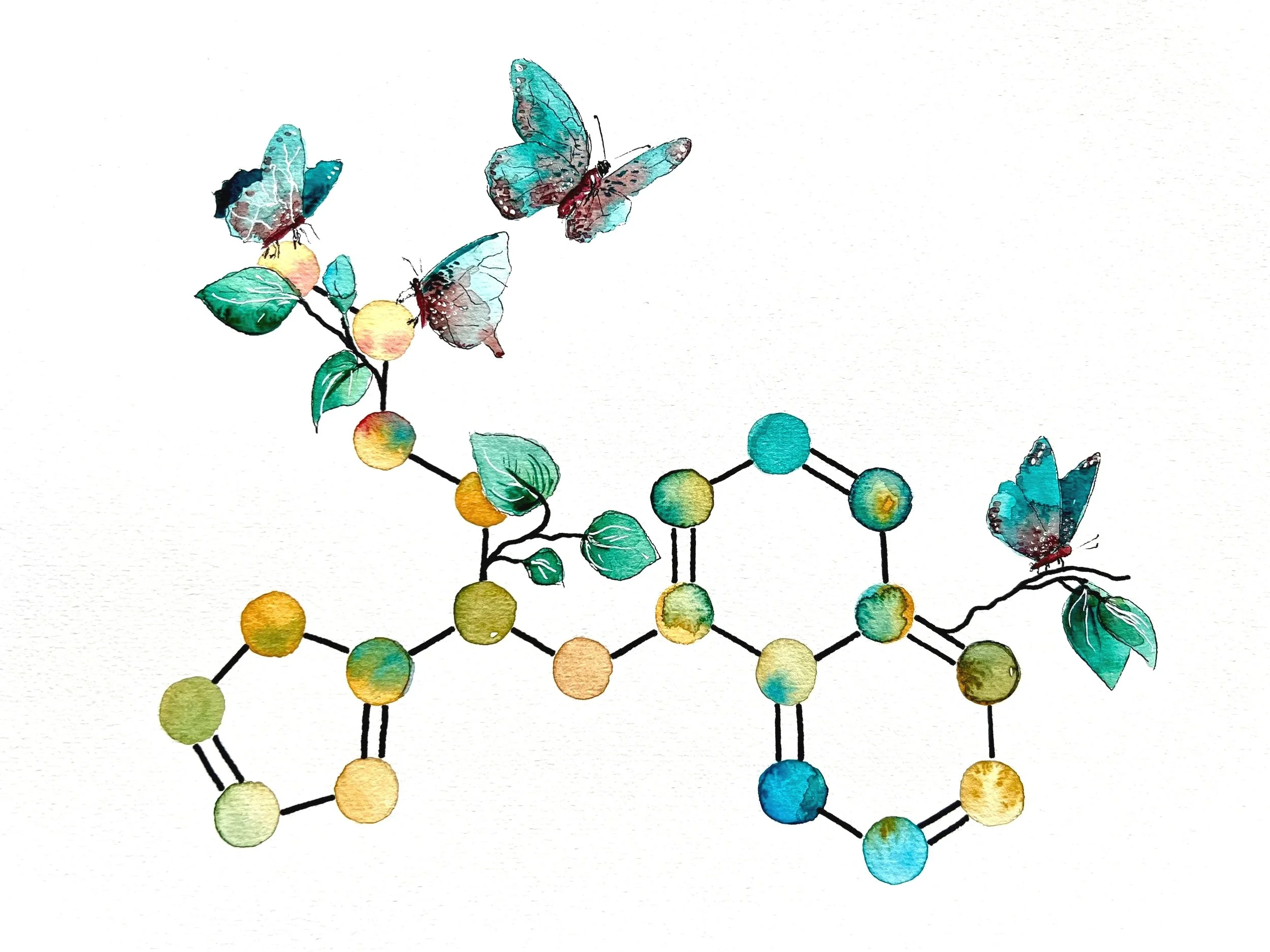 Duloxetin. A3 Watercolour and Ink on 300gsm archival paper. DKK 1200,-