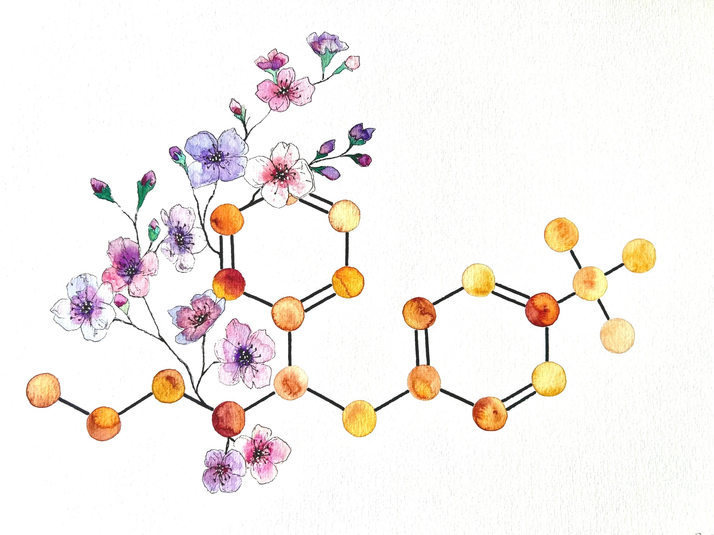 Fluoxetin. A3 Watercolour and Ink on 300gsm archival paper. DKK 1200,-