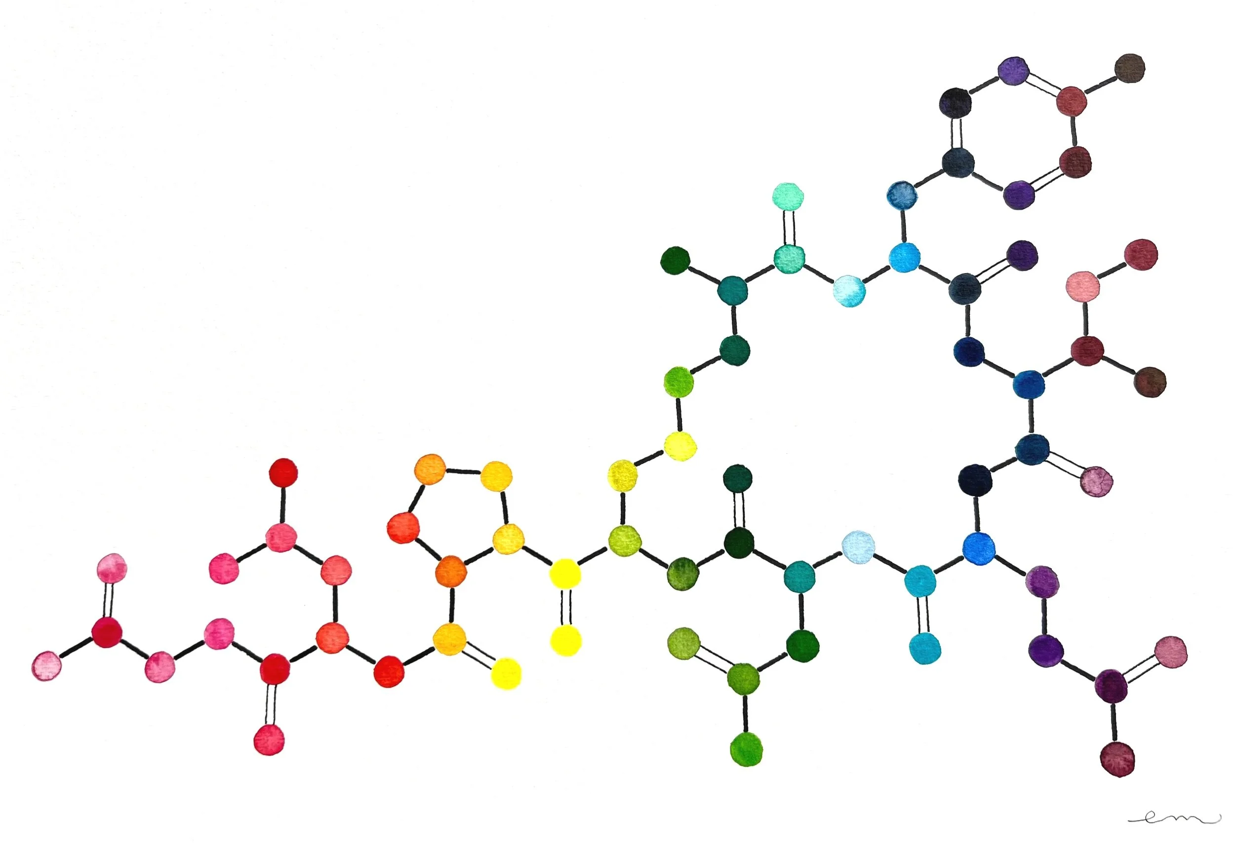 Oxytocin. A3 Watercolour and Ink on 300gsm archival paper. DKK 1200,-