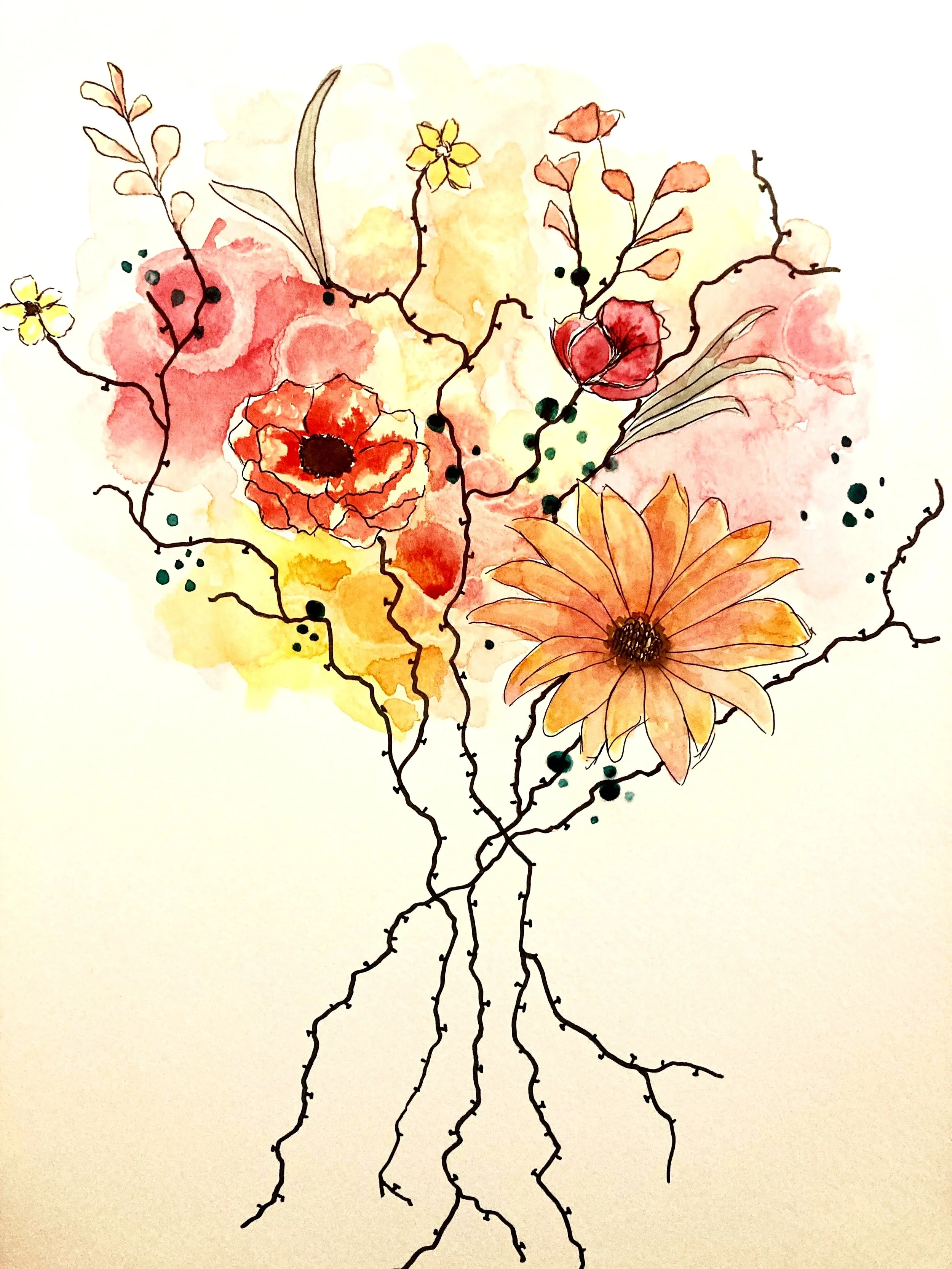 A3 Watercolour and Ink on 300 gsm archival paper. DKK 1400,- (Framed DKK 1900,-)