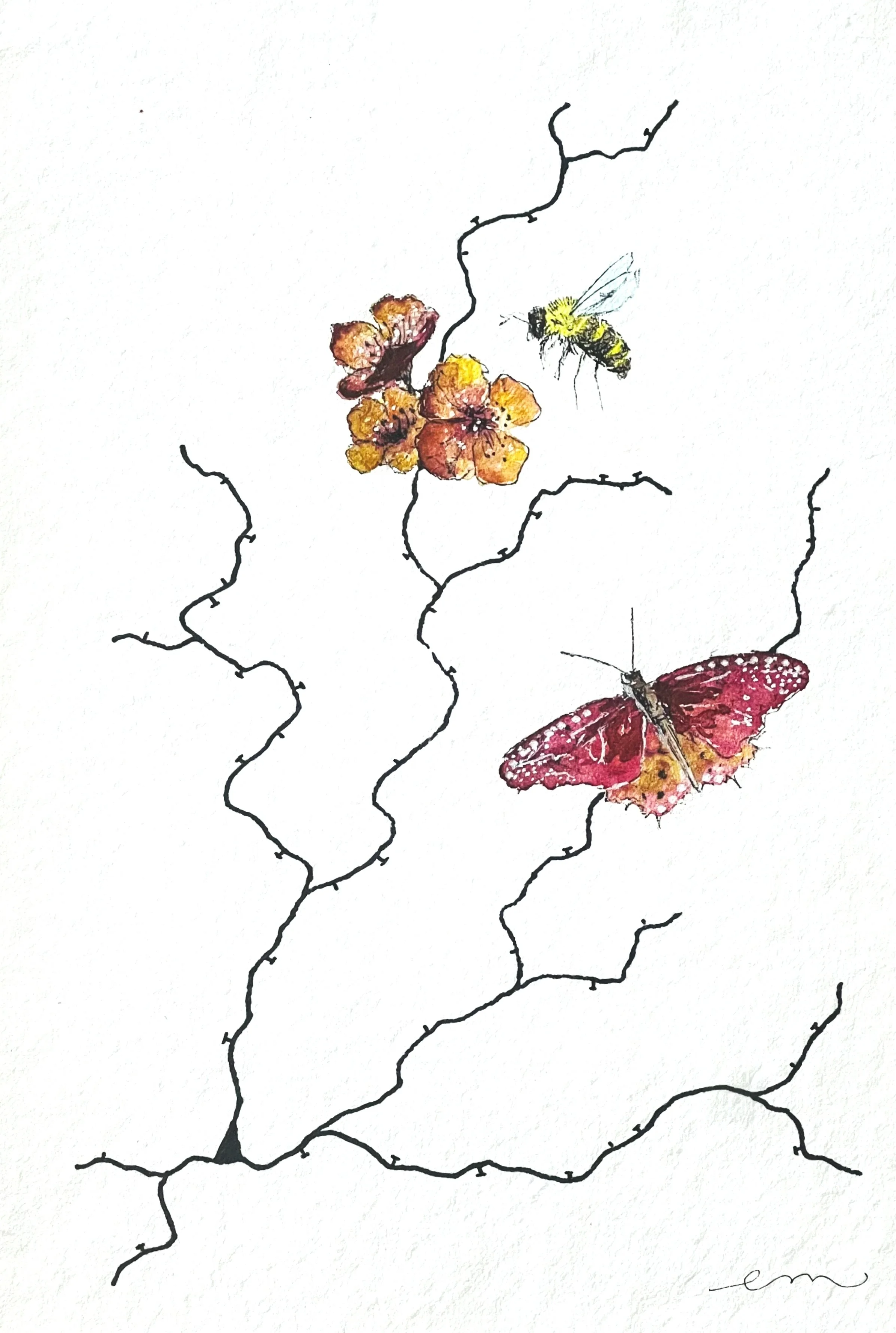 A4 Watercolour and Ink on 300gsm archival paper. DKK 800,- (Framed DKK 1200,-)