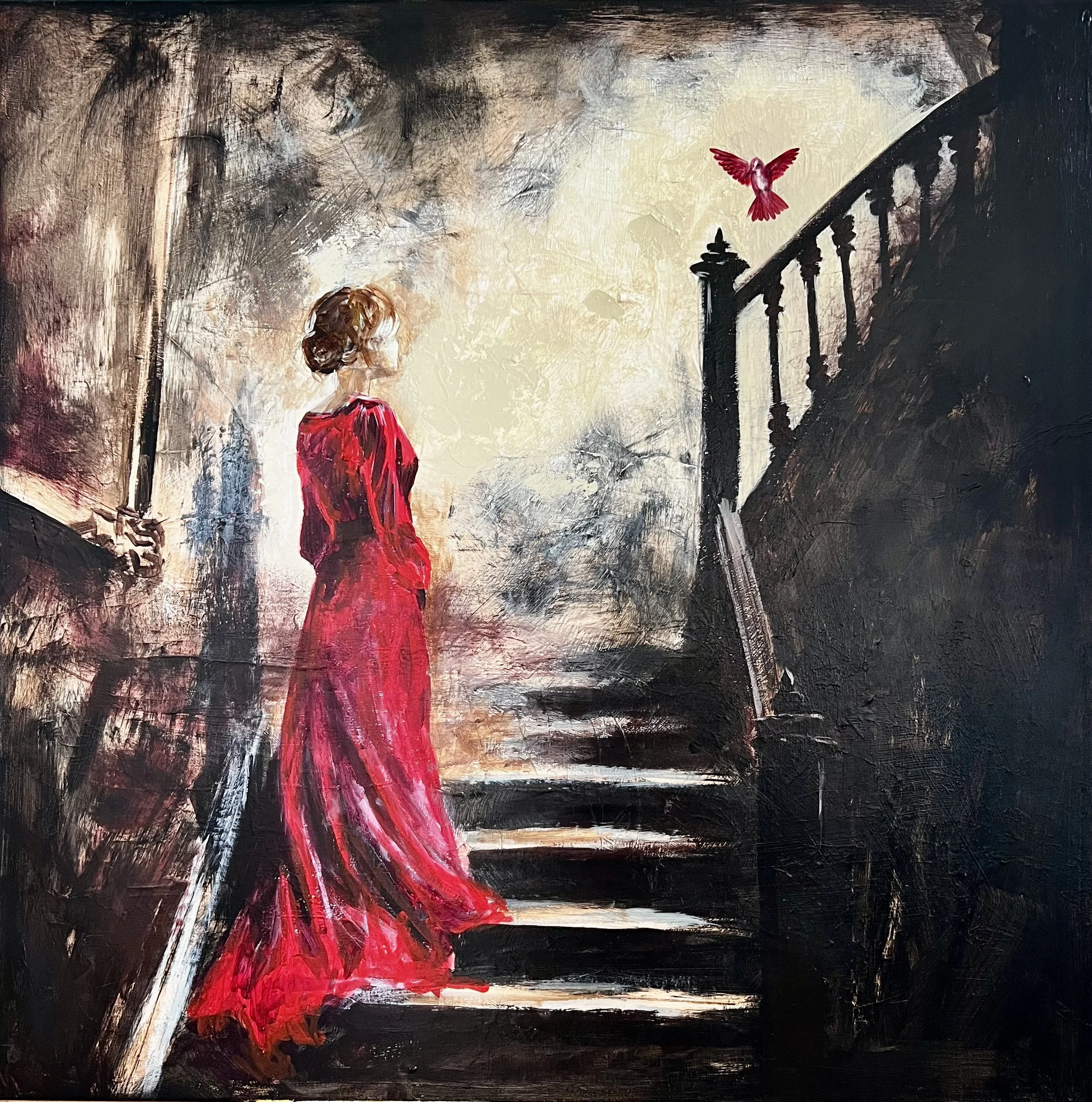 80x80 Oil on canvas. 
DKK 8500,-