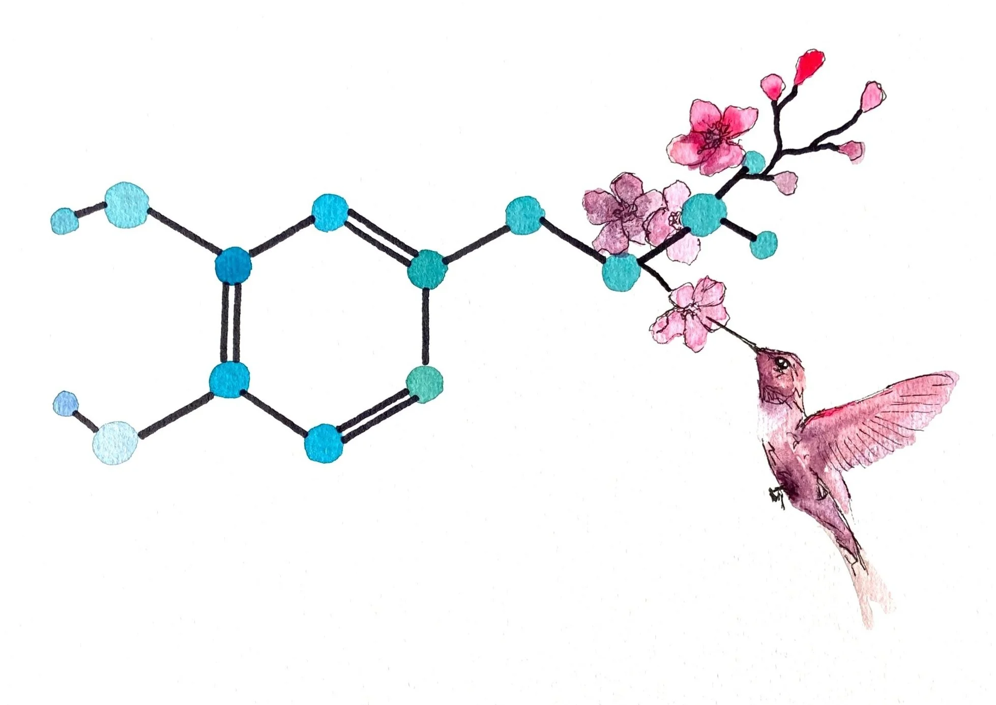 *SOLD* Dopamine. A4 Watercolour and Ink on 300gsm archival paper. 