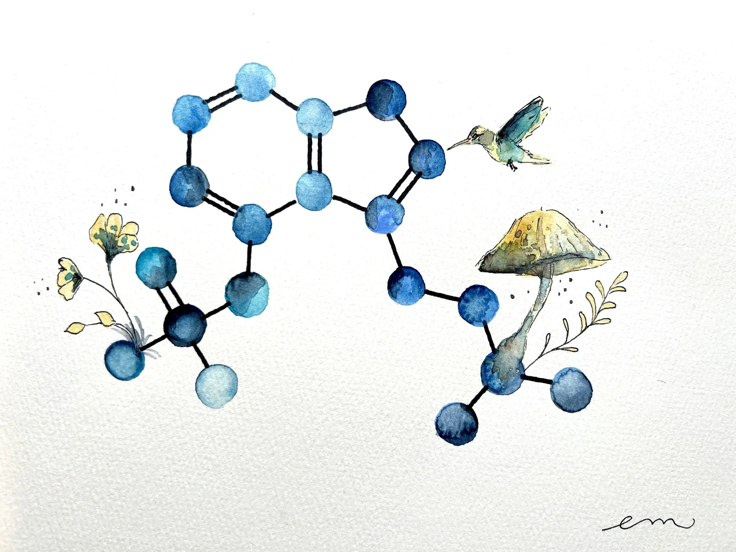 *SOLD* Psilocybin. A4 Watercolour and Ink on 300gsm archival paper. 