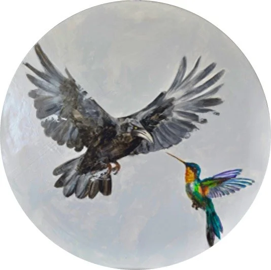 *SOLD* 50 cm. diameter, Oil and acrylic on canvas. 