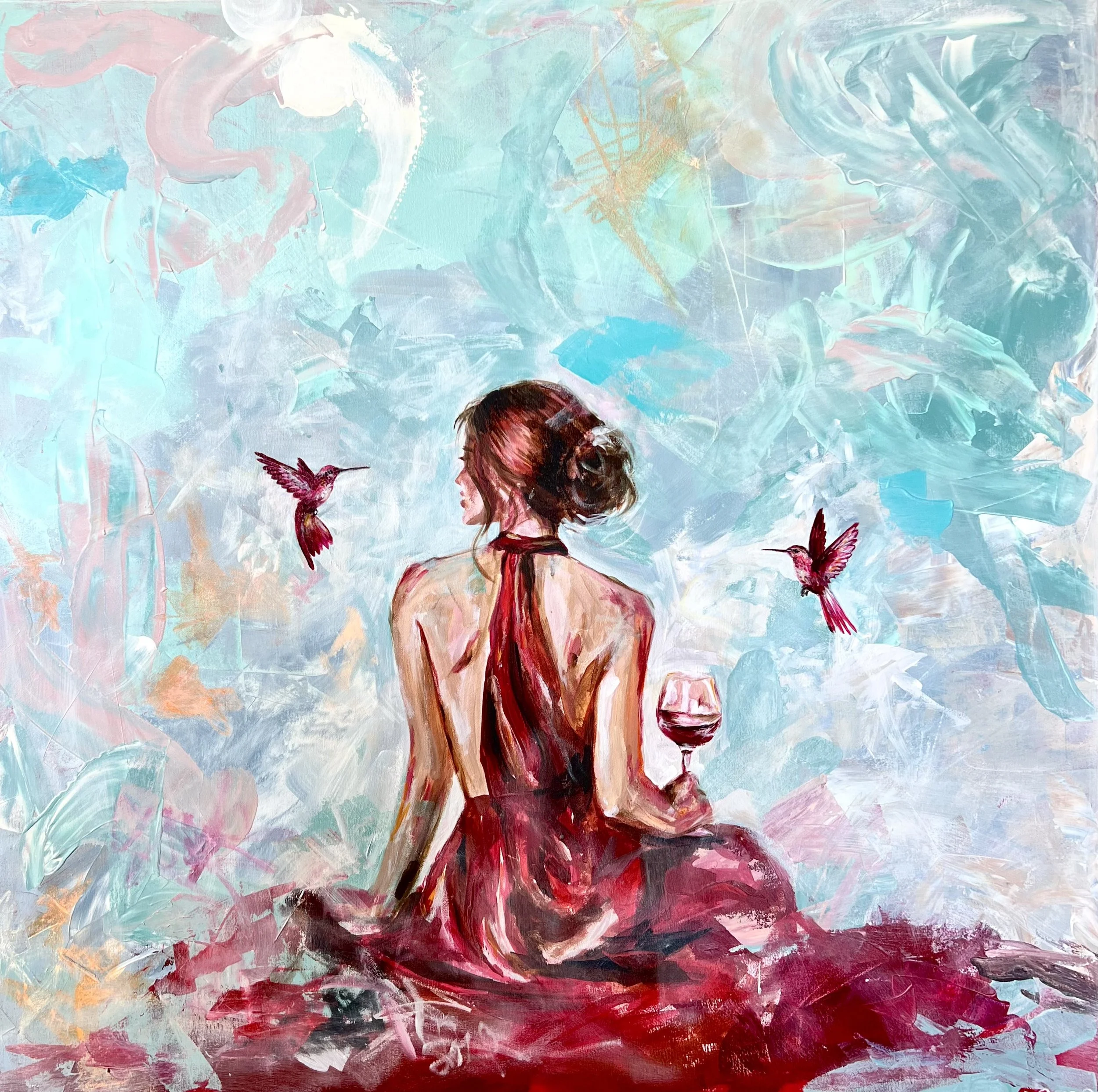 100x100 Oil on canvas. DKK 10500,-