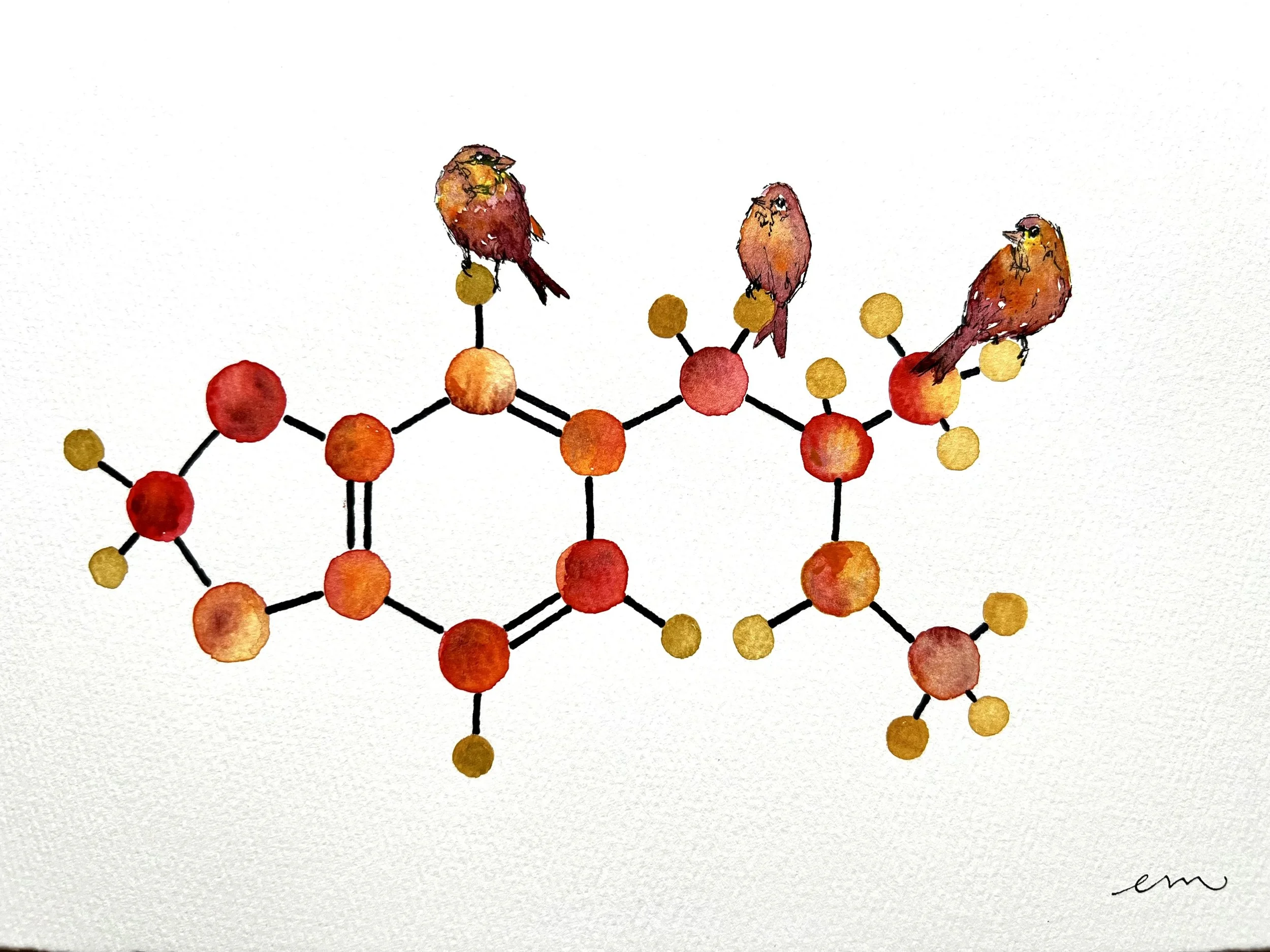 MDMA. A4 Watercolour and Ink on 300gsm archival paper. DKK 650,-
