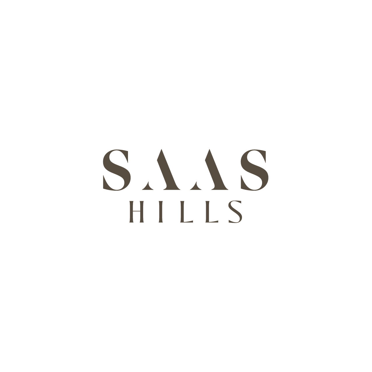 Logo for Sasas Hills, featuring a black background with a stylized mountain range at the top and the words "Sasas Hills" in the center, with "Sasas" upside down.