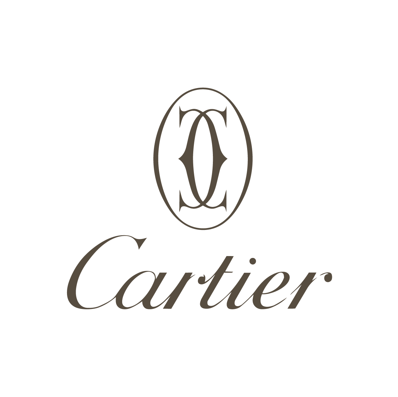 Cartier logo with stylized initials 'C' inside an oval and the brand name 'Cartier' in cursive script below.