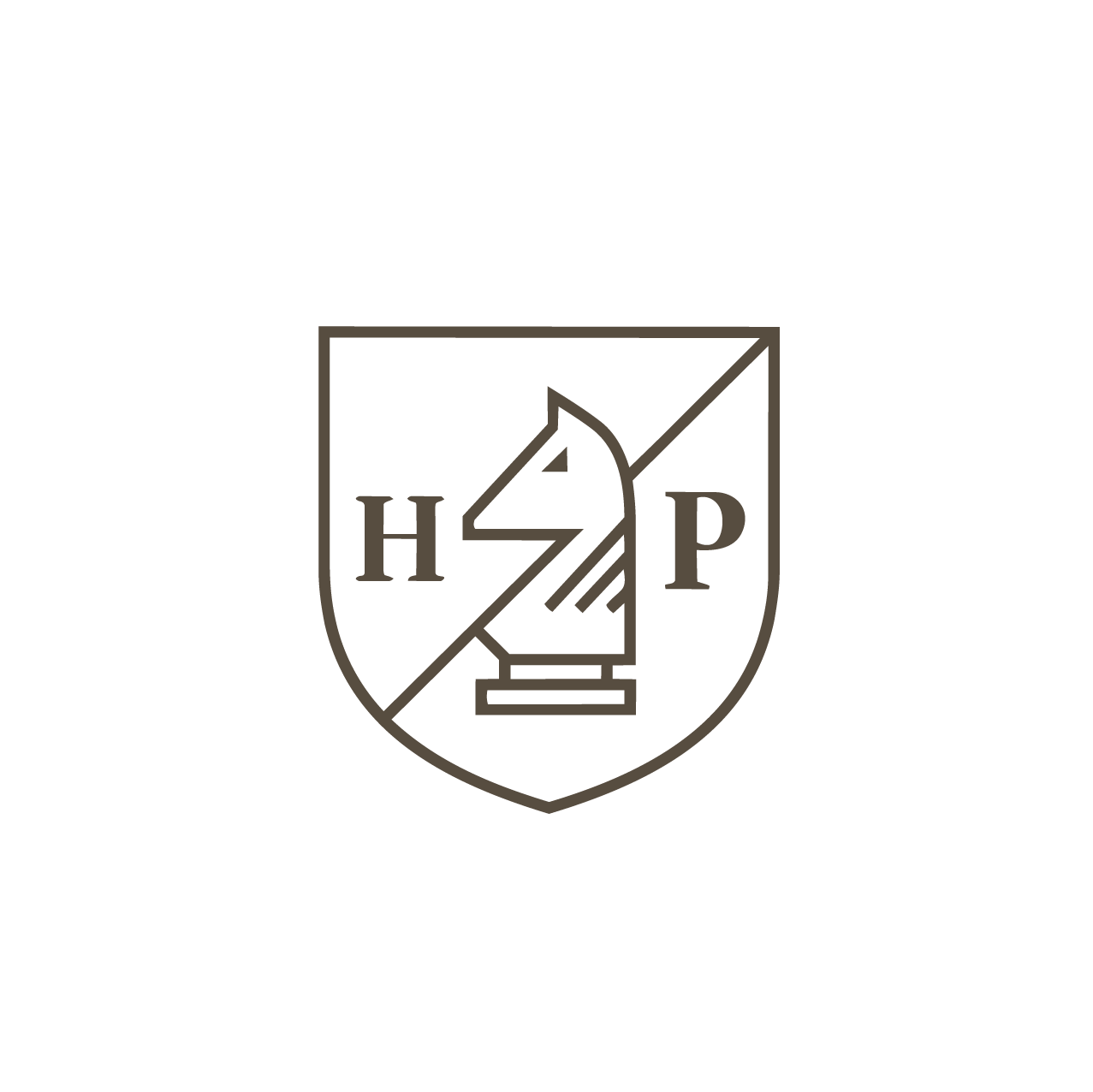 A logo with a shield shape containing a coffee mug, a lightning bolt, and the letters H and P, divided diagonally.
