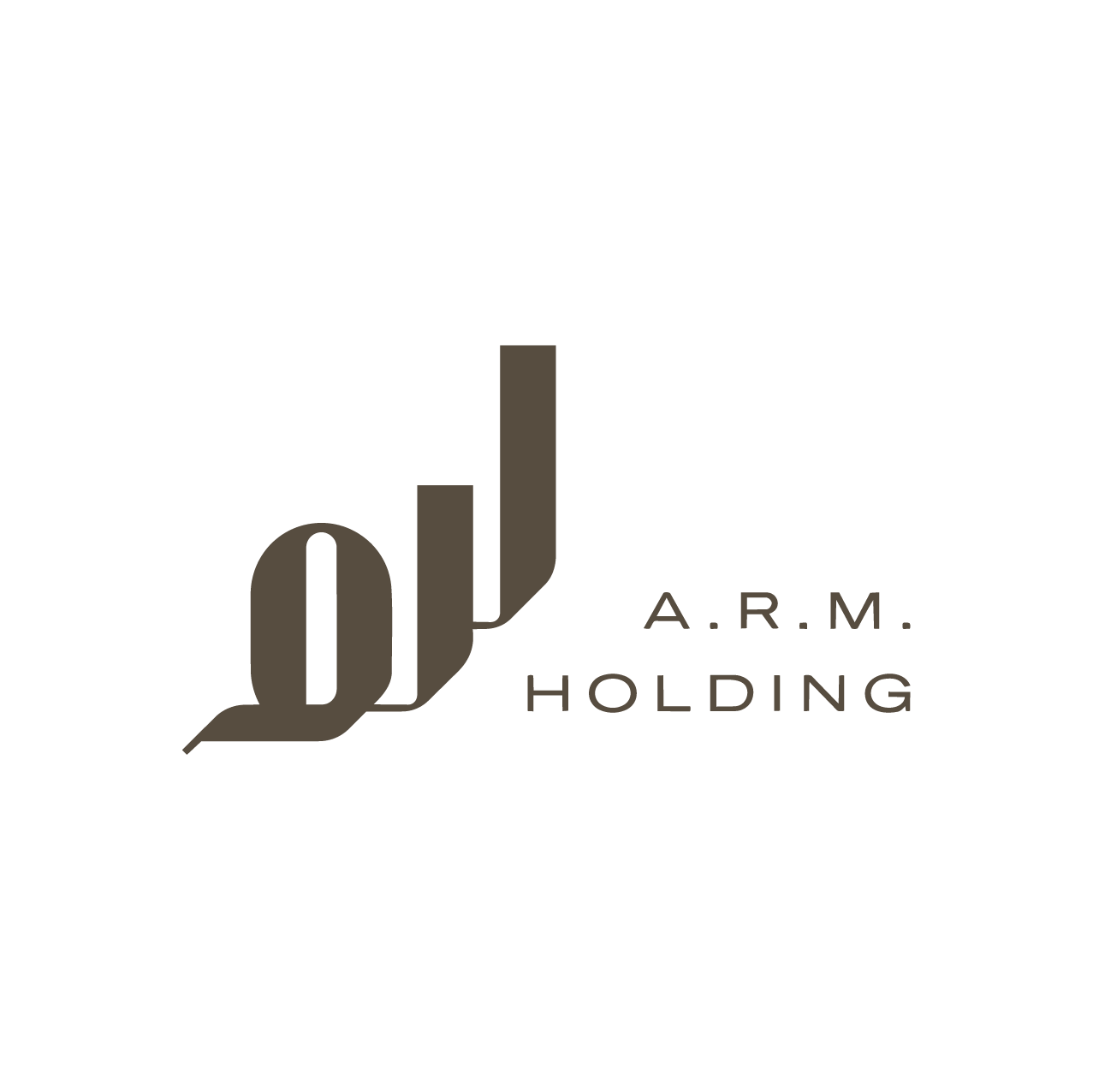 Logo for A.R.M. Holding featuring stylized abbreviation 'O.J.' with ascending bar graph design and the company name underneath.
