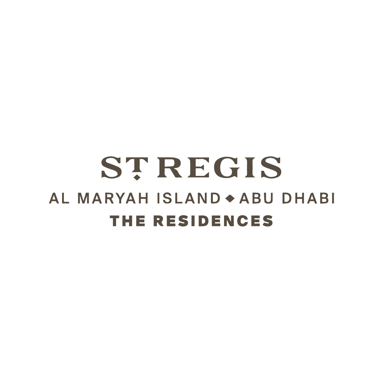 Logo for St. Regis Al Mariah Island in Abu Dhabi, featuring a crest with a crown and two lions, and text indicating "The Residences."